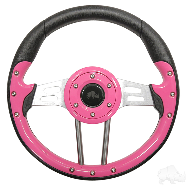 Pink Grip/Brushed Aluminum Aviator 4 - Steering Wheel