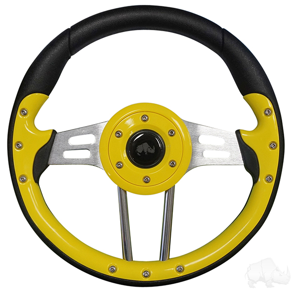 Yellow Grip/Brushed Aluminum Aviator 4 - Steering Wheel