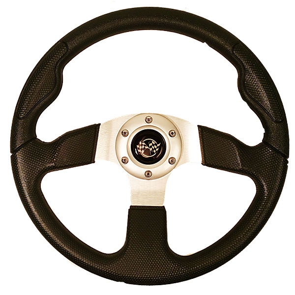 GTW Rally Sport Golf Cart Steering Wheel - Black 13.5"