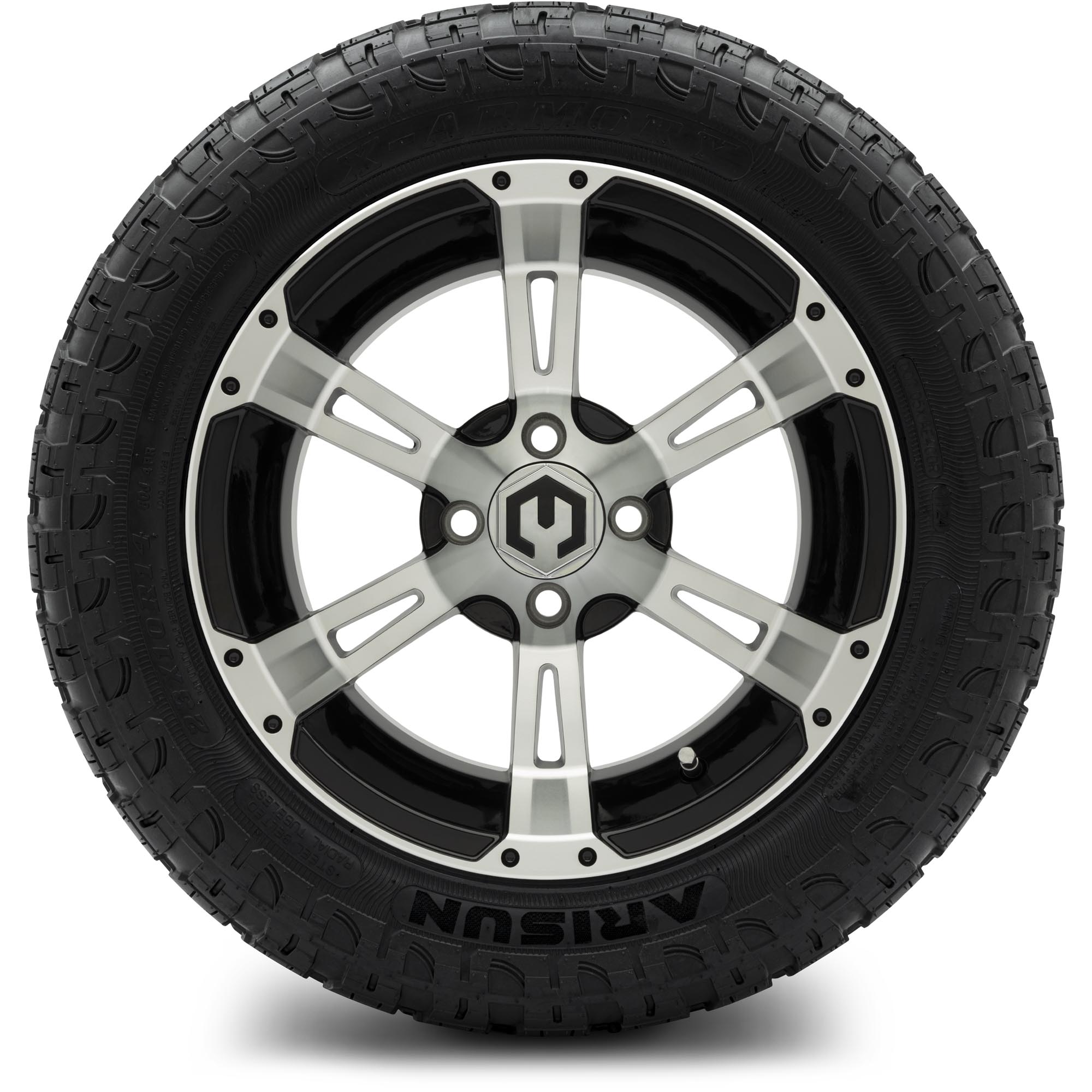 MODZ® 14" Ambush Machined Black - All-Terrain Tires and Golf Cart Wheels Combo