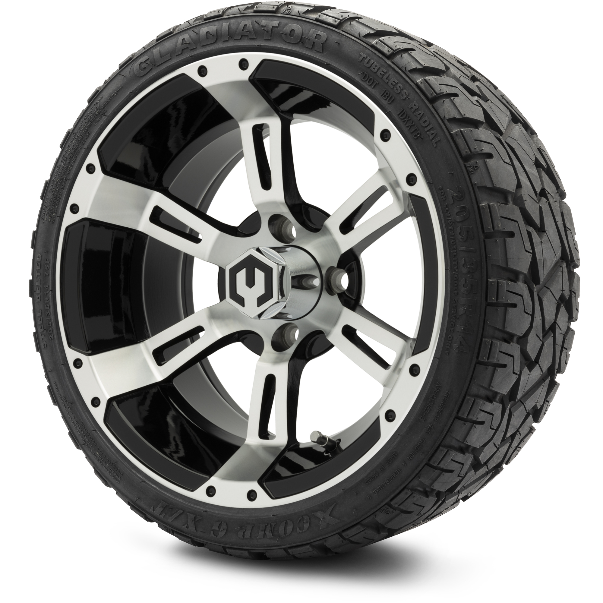 MODZ® 14" Ambush Machined Black - Low Profile Golf Cart Tire and Wheel Combo