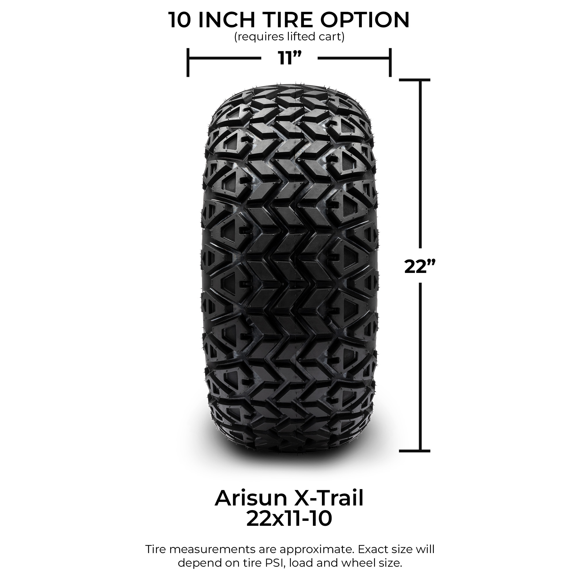 MODZ® 10" Ambush Machined Black - All-Terrain Tires and Golf Cart Wheel Combo