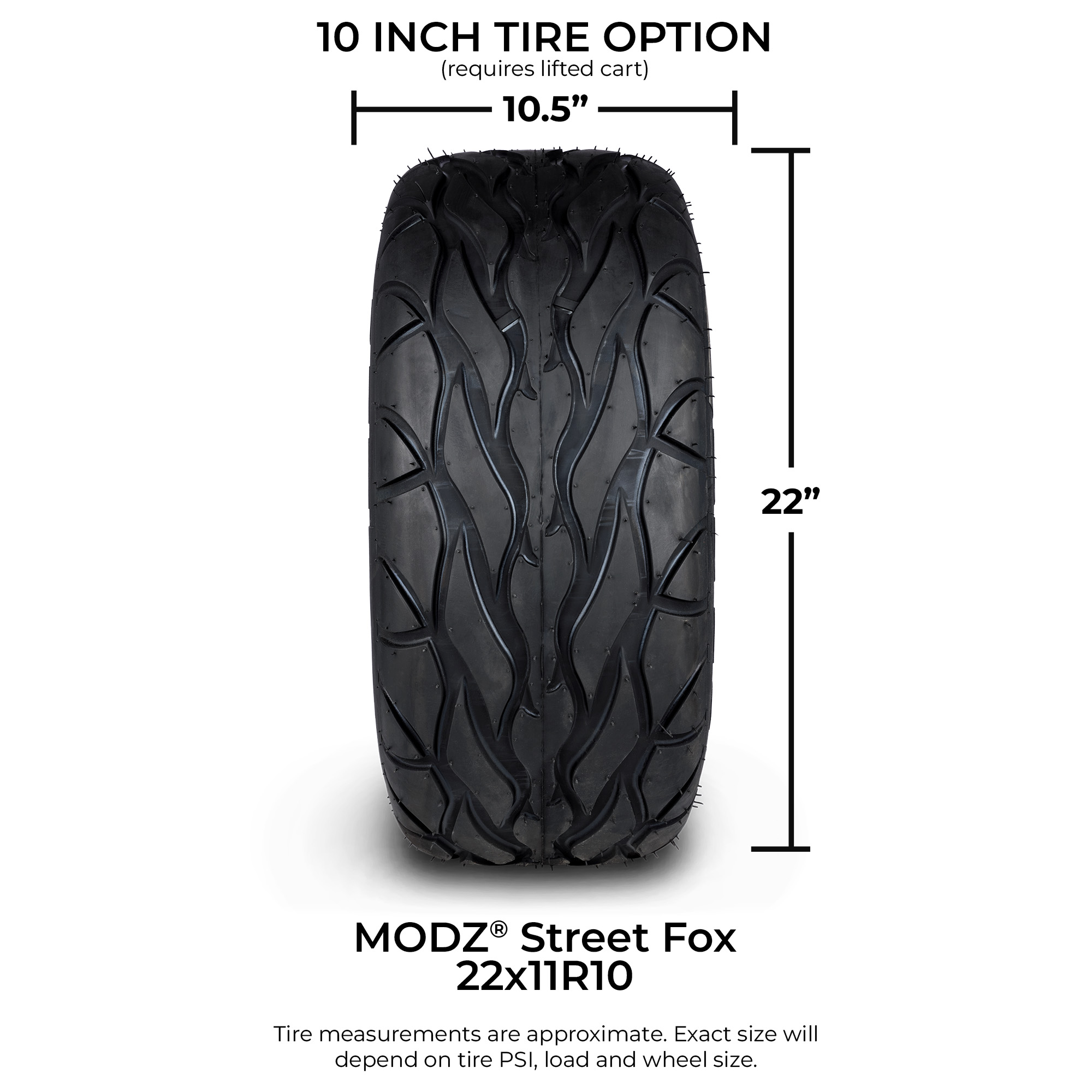 MODZ® 10" Ambush Machined Black - All-Terrain Tires and Golf Cart Wheel Combo