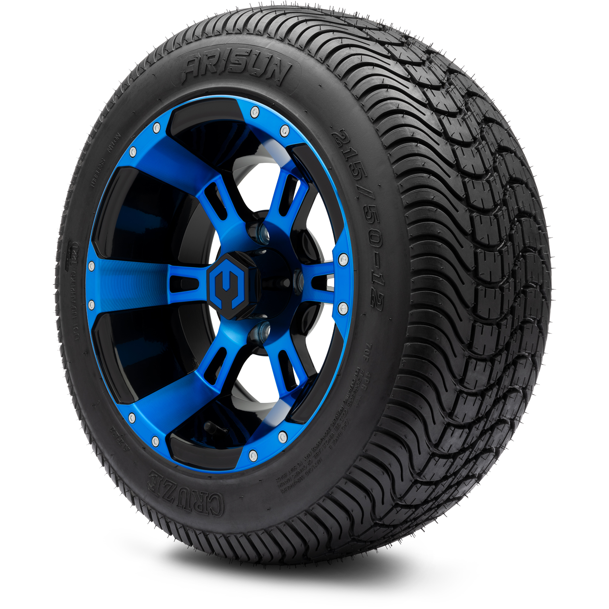 MODZ® 12" Ambush Blue and Black - Low Profile Golf Cart Wheel and Tire Combo