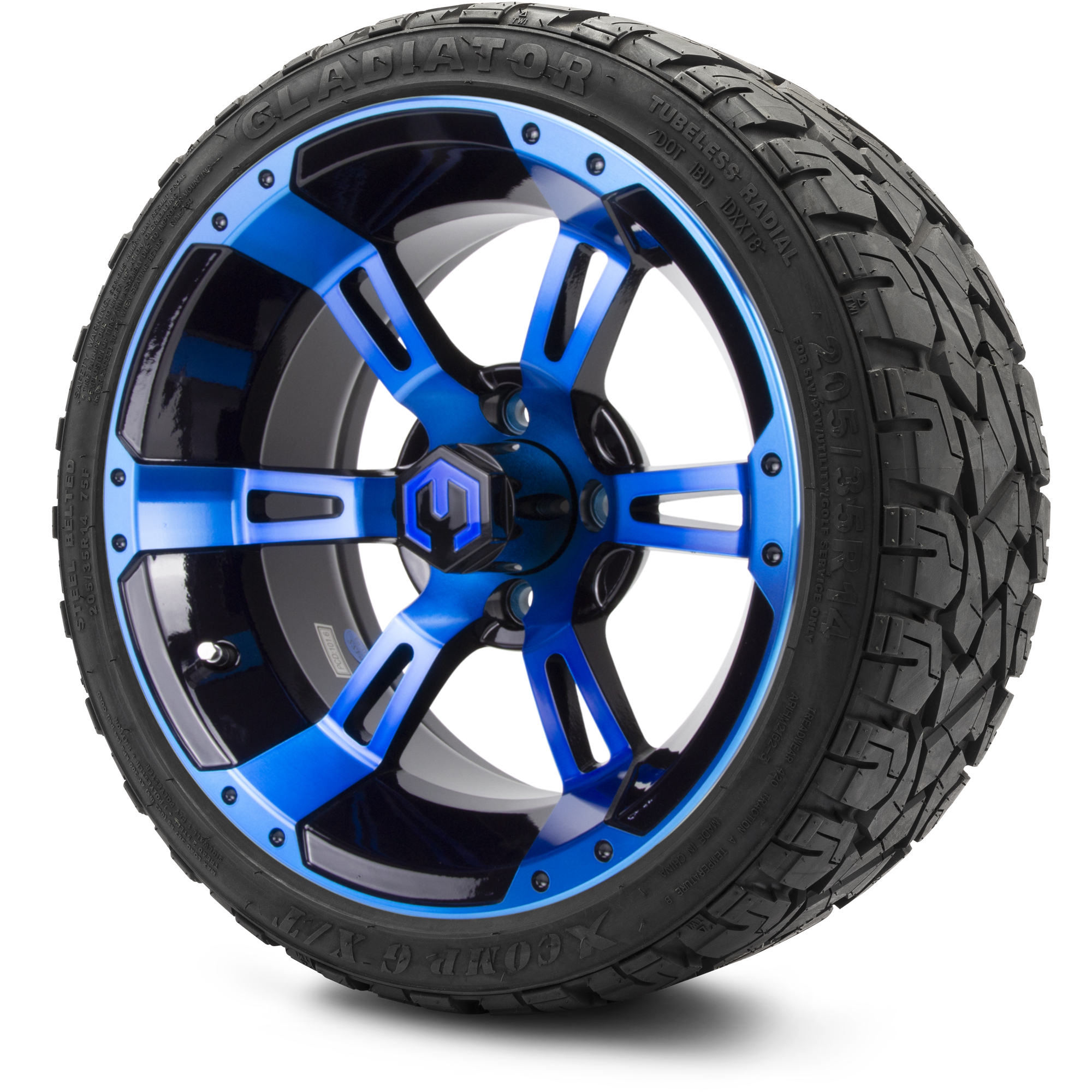 MODZ® 14" Ambush Blue and Black - Low Profile Golf Cart Tire and Wheel Combo