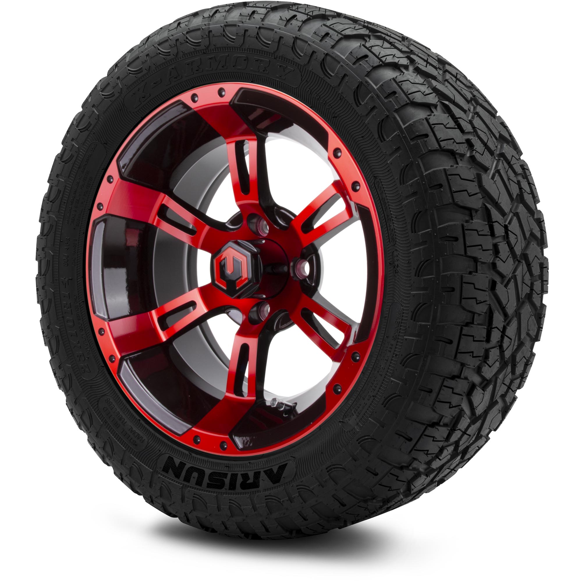 MODZ® 14" Ambush Red and Black - All-Terrain Tires and Golf Cart Wheels Combo