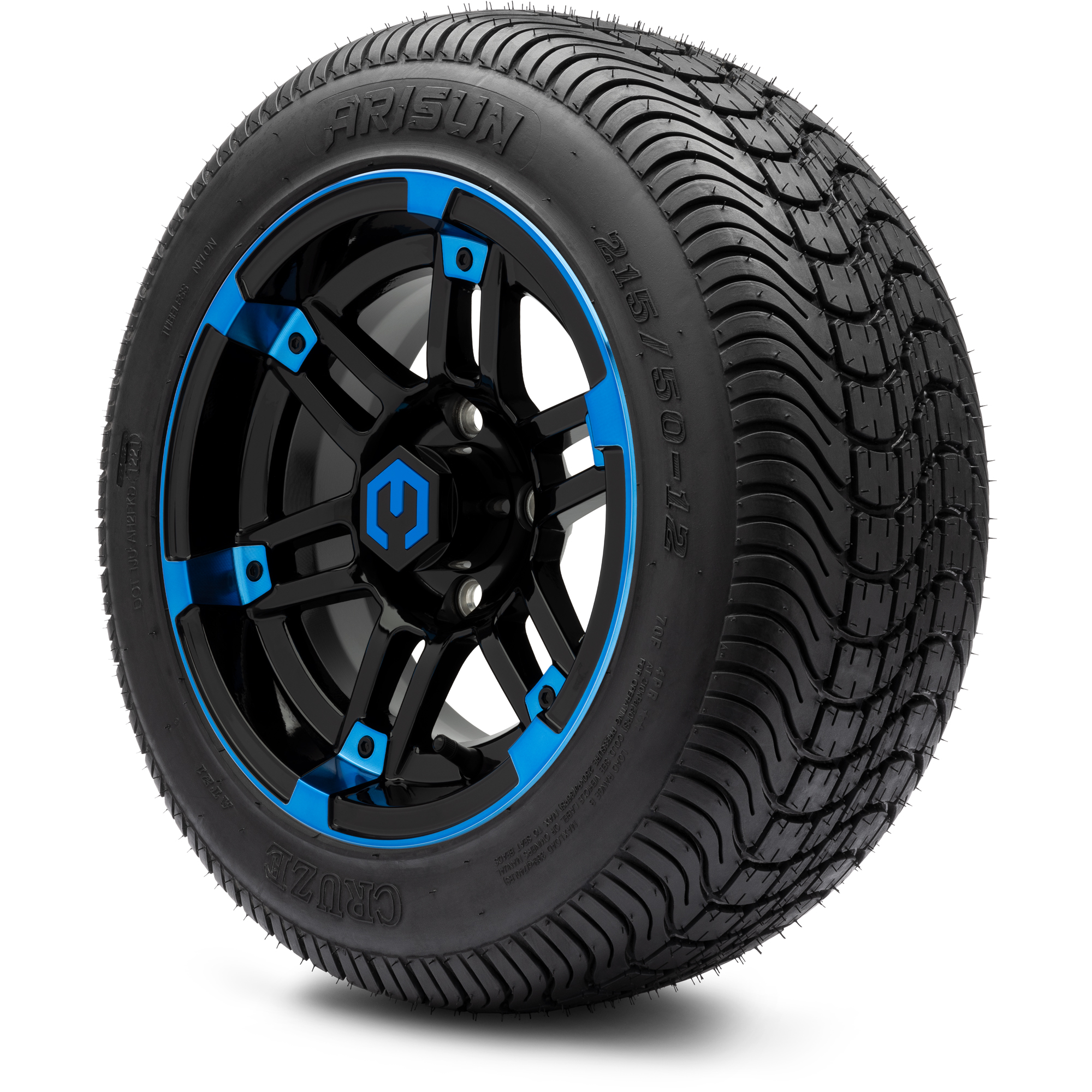 MODZ® 12" Aftershock Blue and Black - Low Profile Golf Cart Wheel and Tire Combo