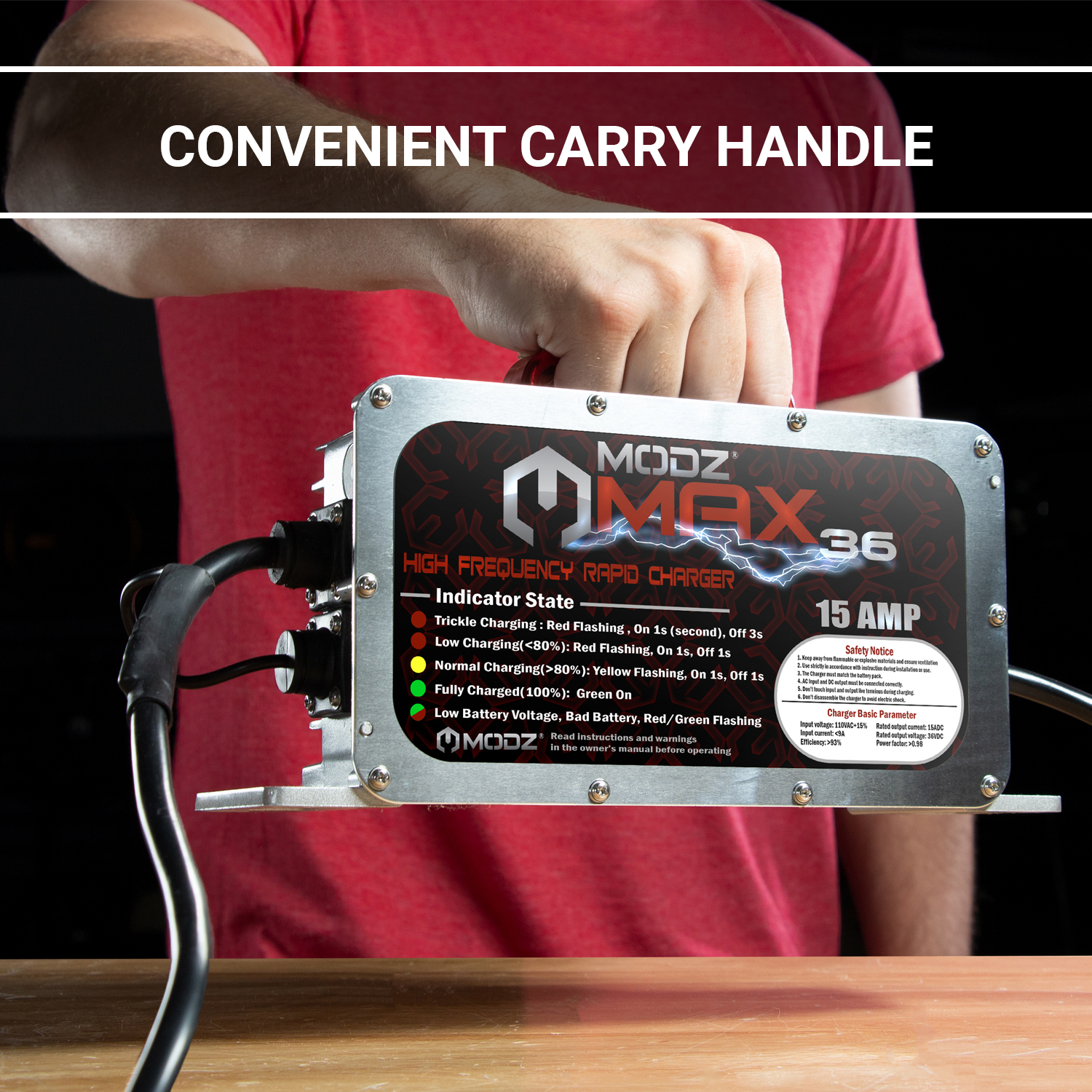 MODZ Max36 - 15 AMP Charger for 36 Volt Golf Carts with Crowfoot Plug - Returned Item