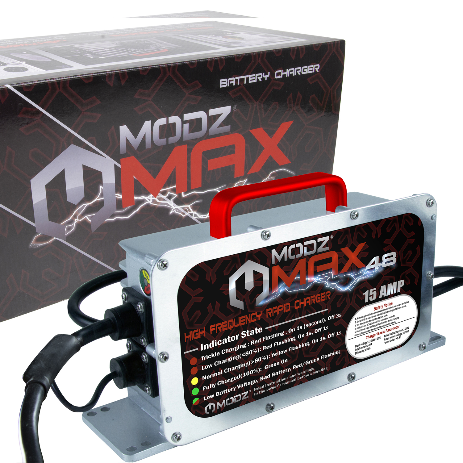 MODZ Max48 - 15 AMP Charger for 48 Volt Golf Carts with Crowfoot Plug - Returned Item