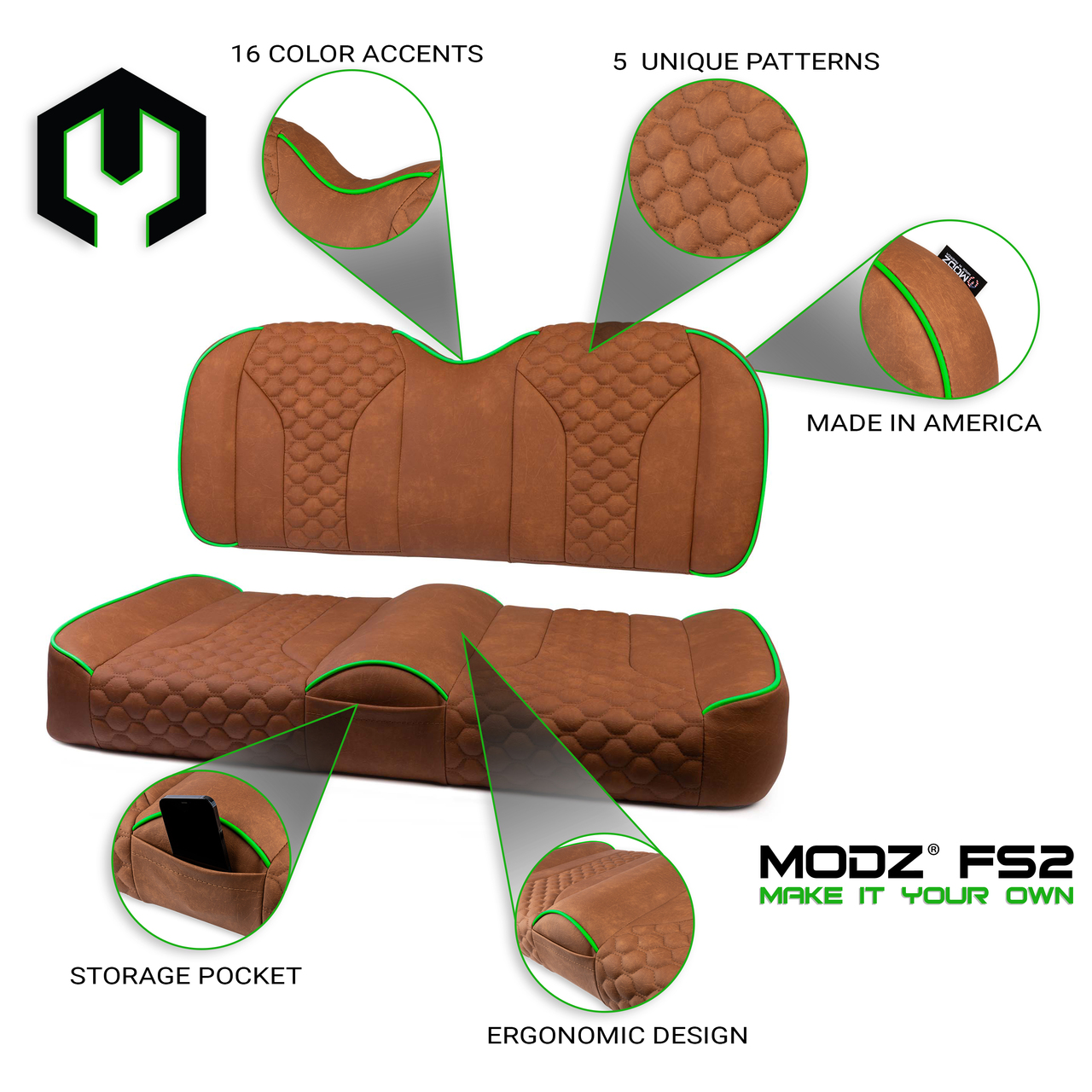 MODZ® FS2 Custom Front Seat - Rust Base - Choose Pattern and Accent Colors