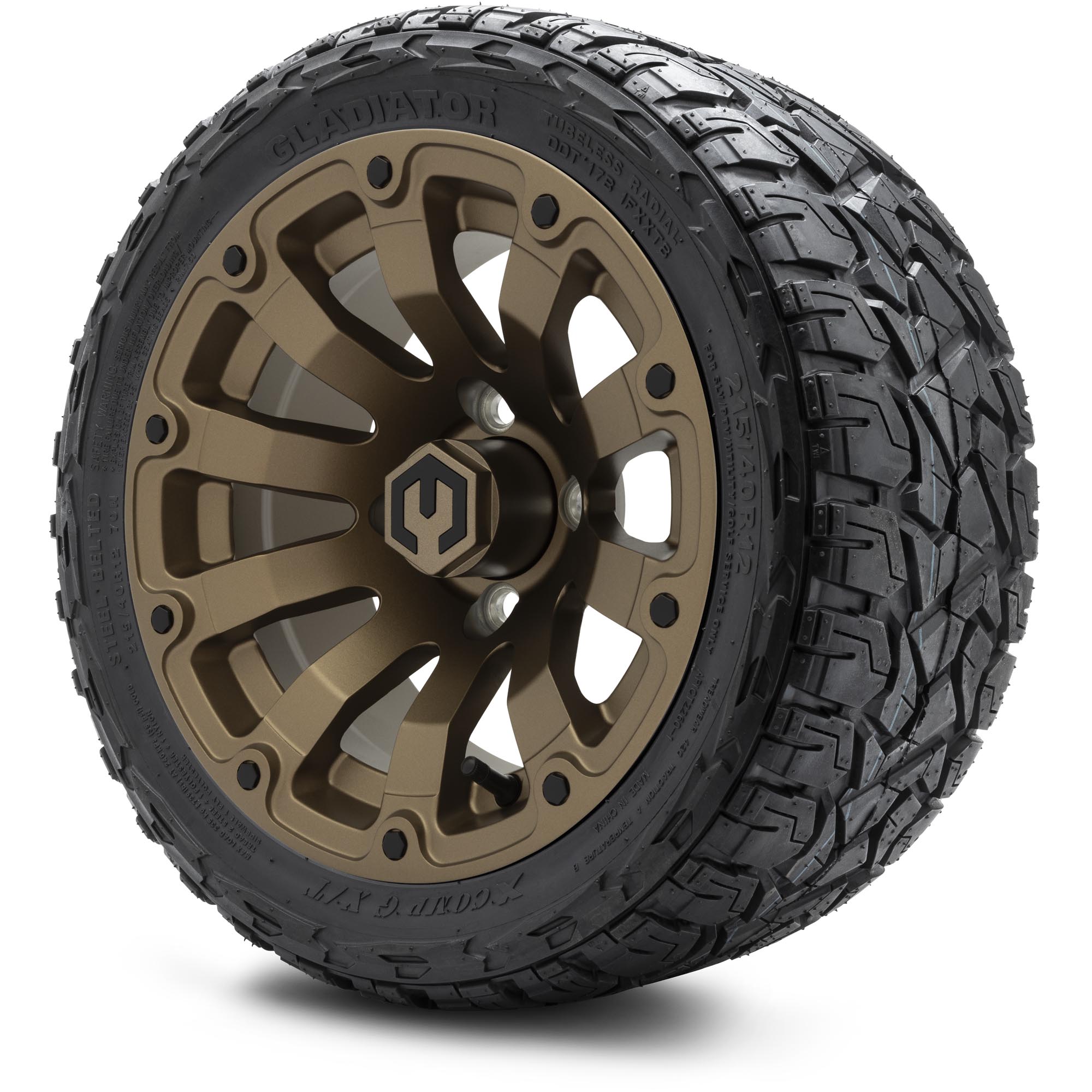 MODZ® 12" Bomber Matte Bronze - Low Profile Golf Cart Wheel and Tire Combo