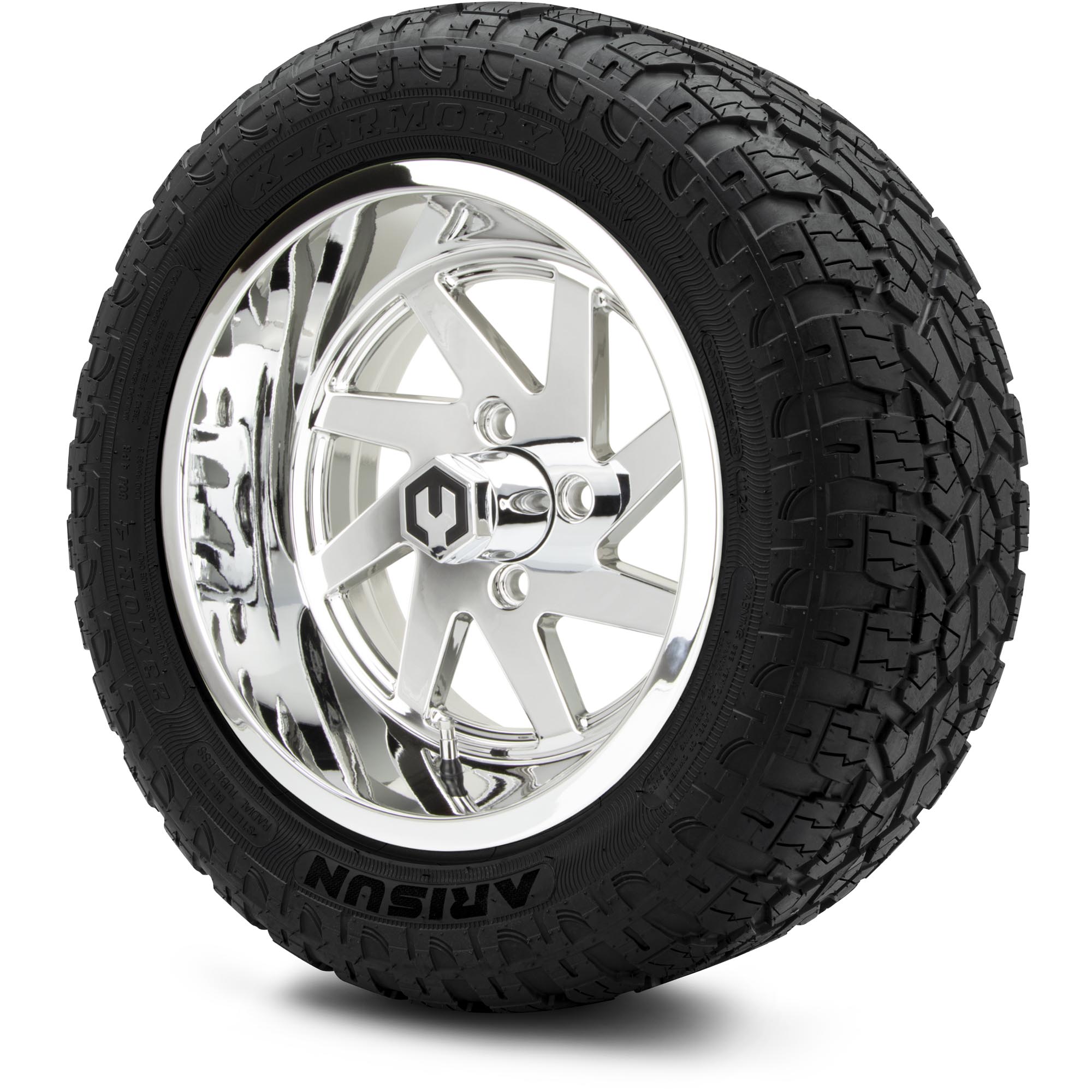 MODZ® 14" Fury Chrome - All-Terrain Tires and Golf Cart Wheels Combo