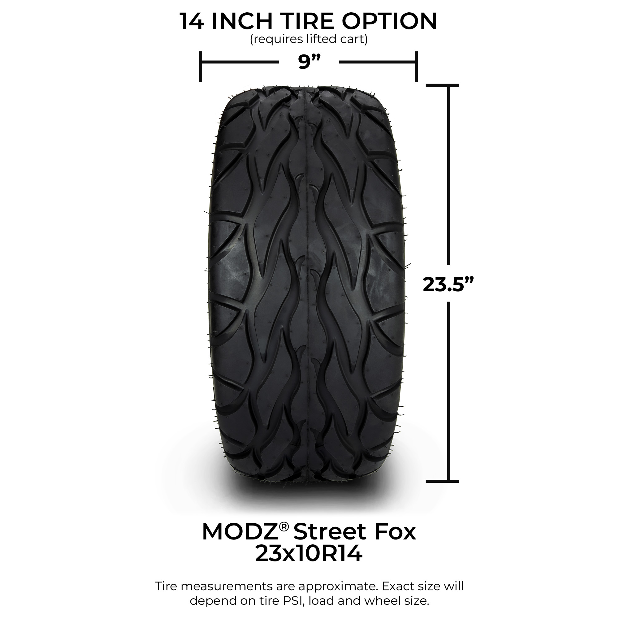 MODZ® 14" Mauler Glossy Black and Red Ball Mill - All-Terrain Tires and Golf Cart Wheels Combo