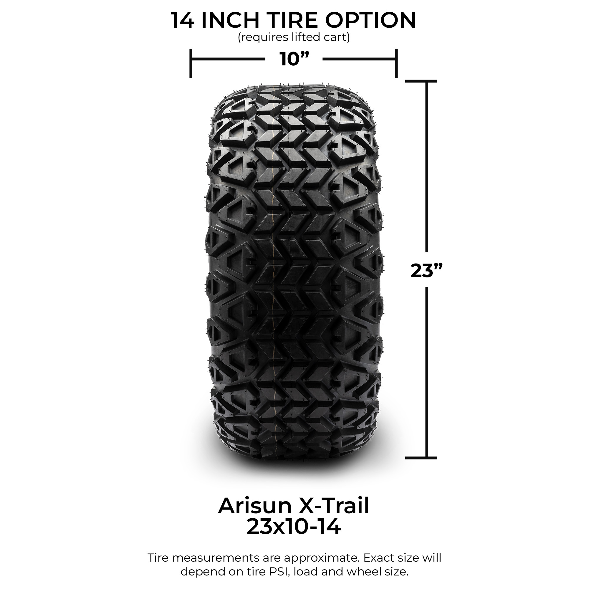 MODZ® 14" Mauler Glossy Black and Blue Ball Mill - All-Terrain Tires and Golf Cart Wheels Combo