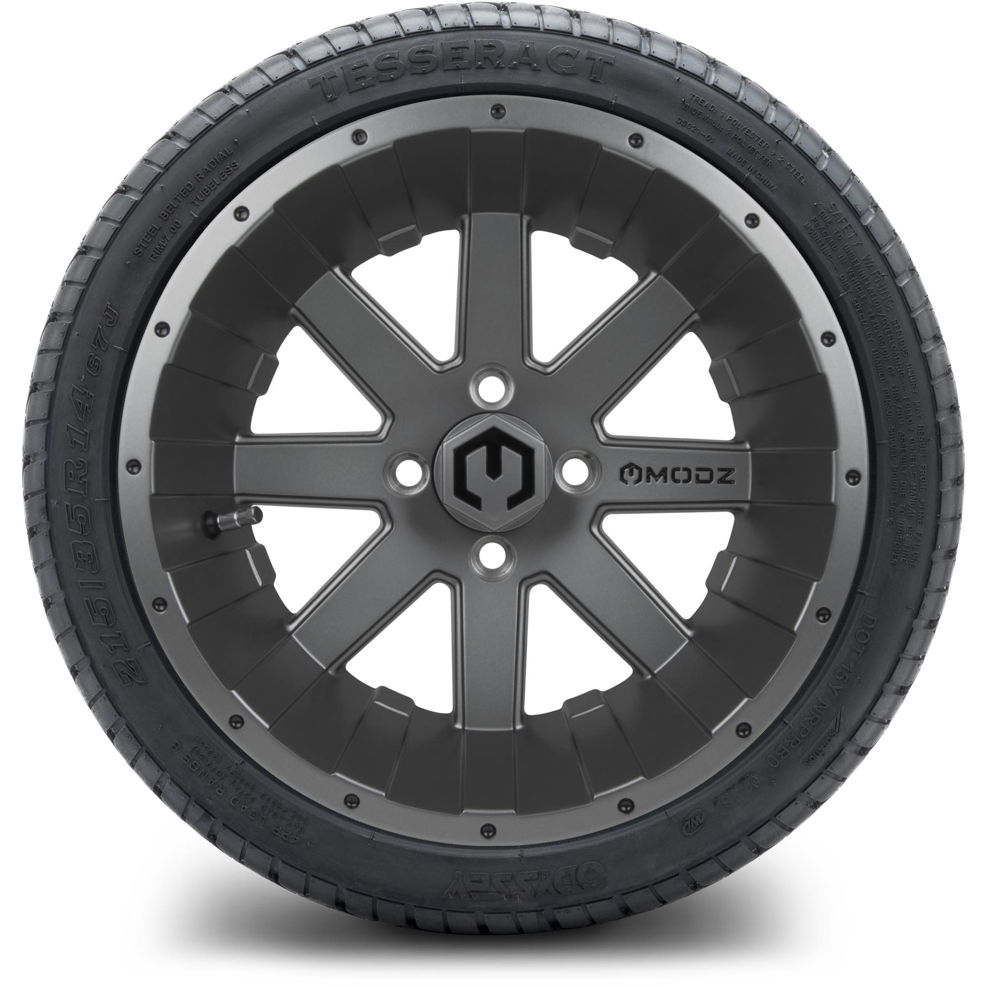 MODZ® 14" Assault Matte Gunmetal - Low Profile Golf Cart Tire and Wheel Combo