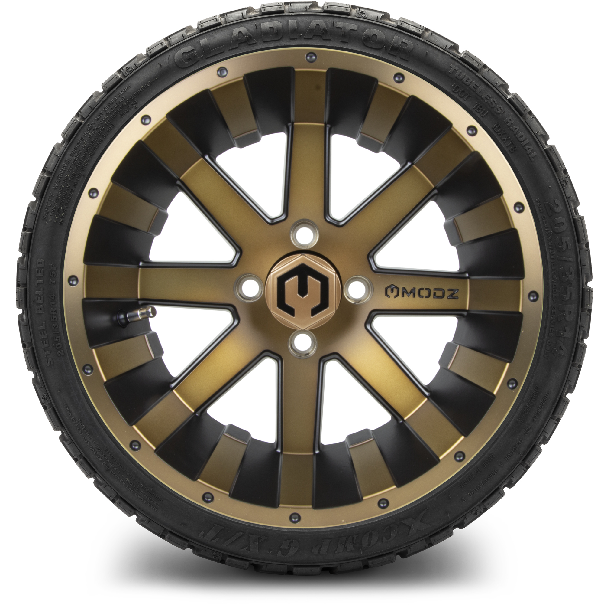 MODZ® 14" Assault Matte Bronze - Low Profile Golf Cart Tire and Wheel Combo