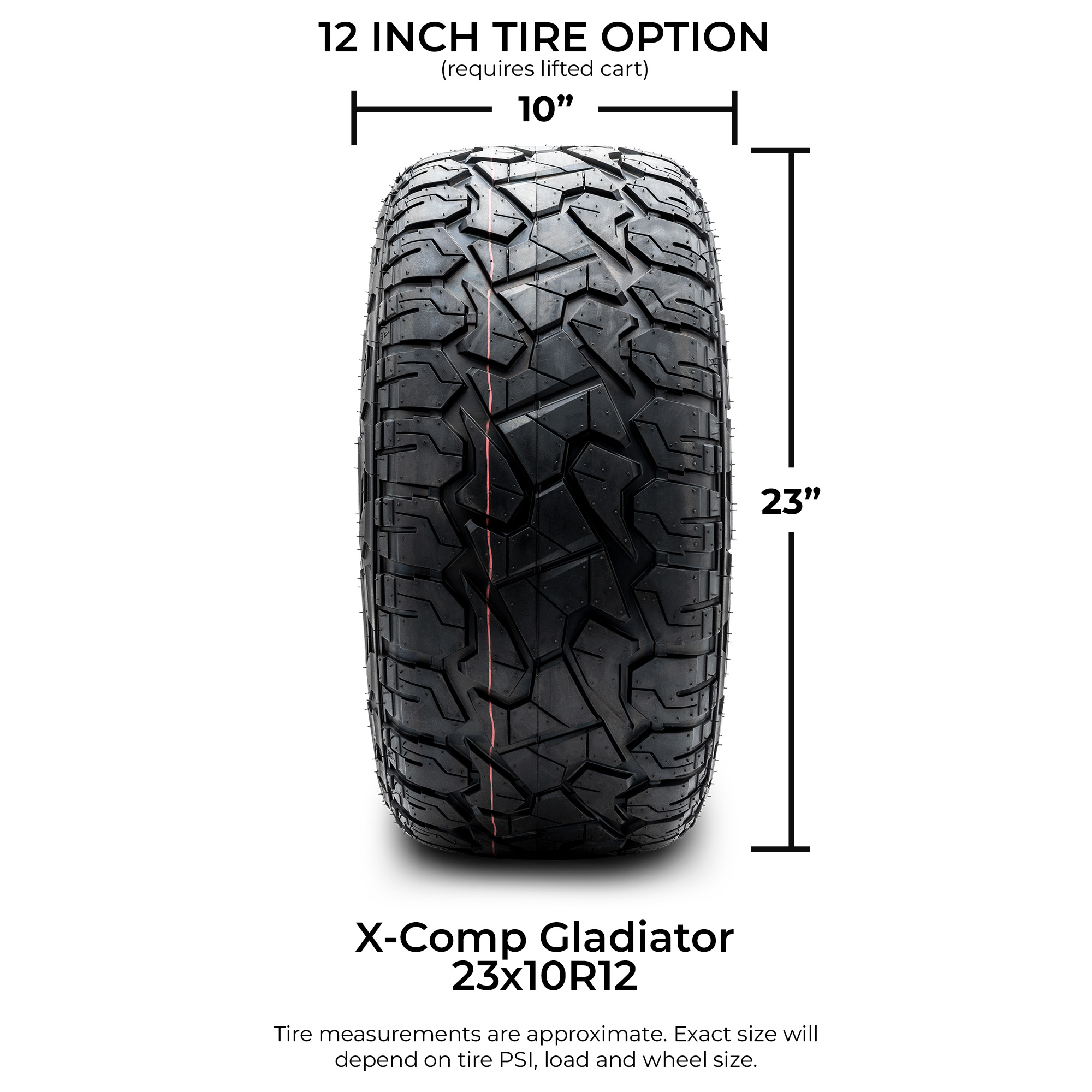 MODZ® 12" Mauler Glossy Black Ball Mill - All-Terrain Tires and Golf Cart Wheels Combo