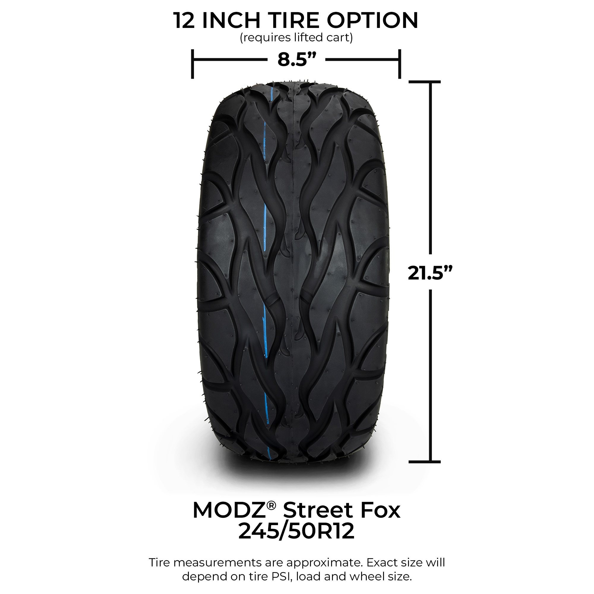 MODZ® 12" Assault Chrome - Low Profile Golf Cart Wheel and Tire Combo