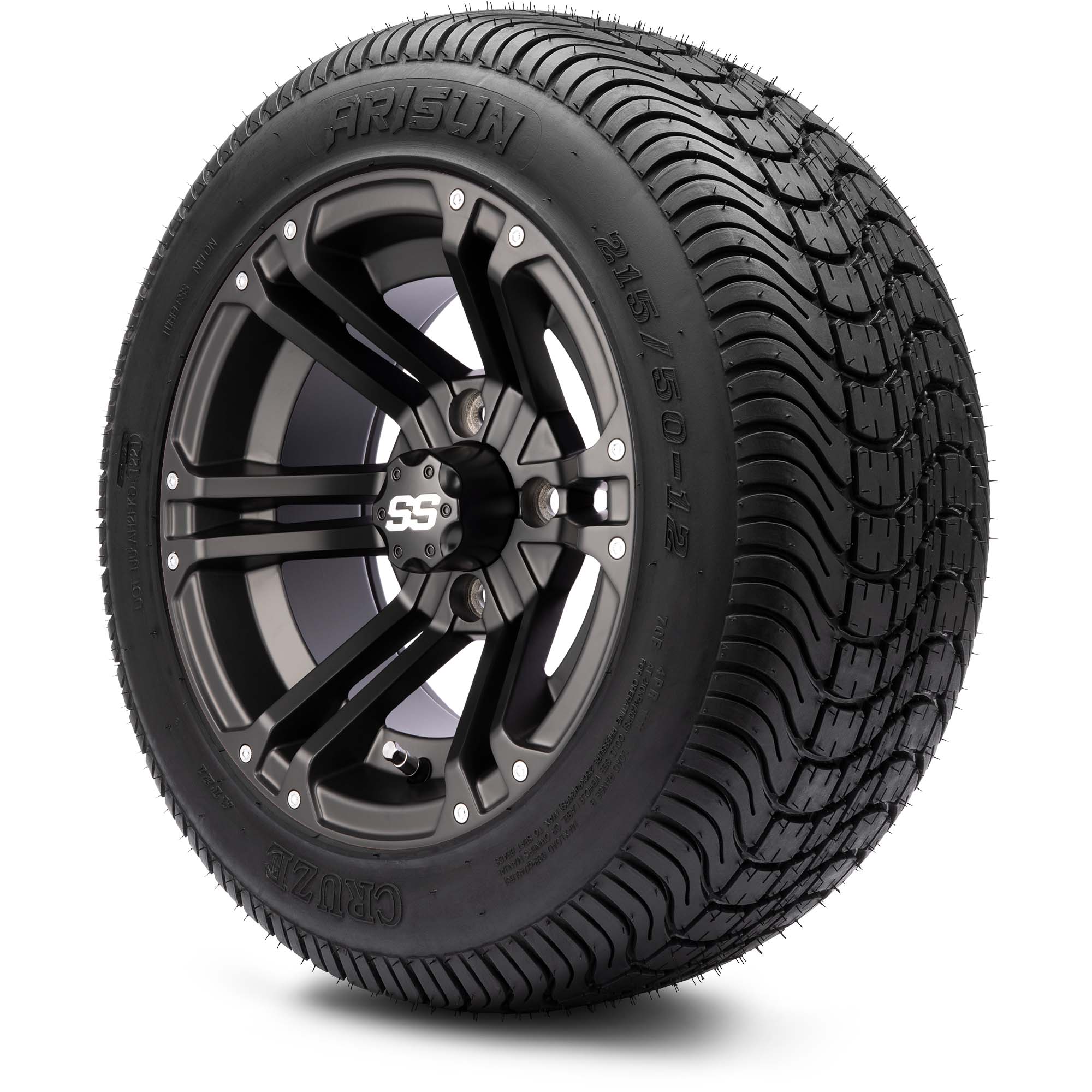 MODZ® 12" Enforcer Matte Black - Low Profile Golf Cart Wheel and Tire Combo