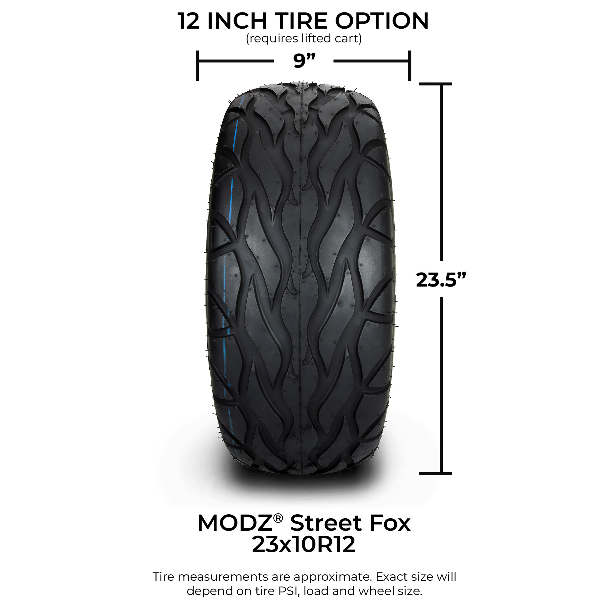 MODZ® 12" Mayhem Glossy Black with Ball Mill - All-Terrain Tires and Golf Cart Wheels Combo