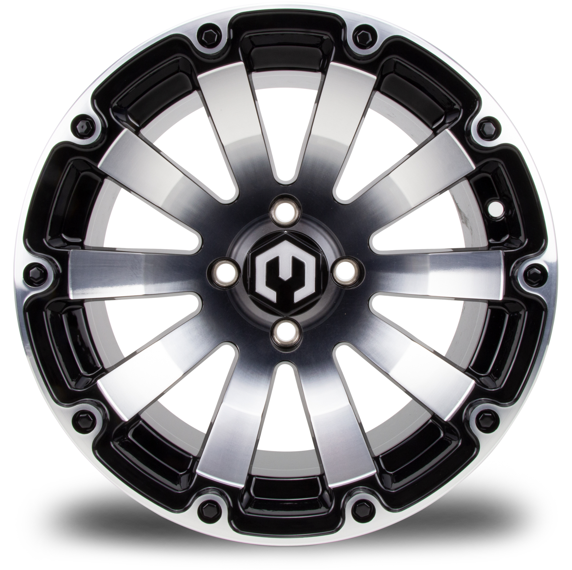 MODZ® 14" Bomber Golf Cart Wheel - Glossy Black w/ Machined Face