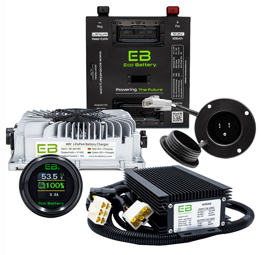 Eco Battery 48V - 105AH Thru Hole Lithium Battery Bundle - Choose Cart Model