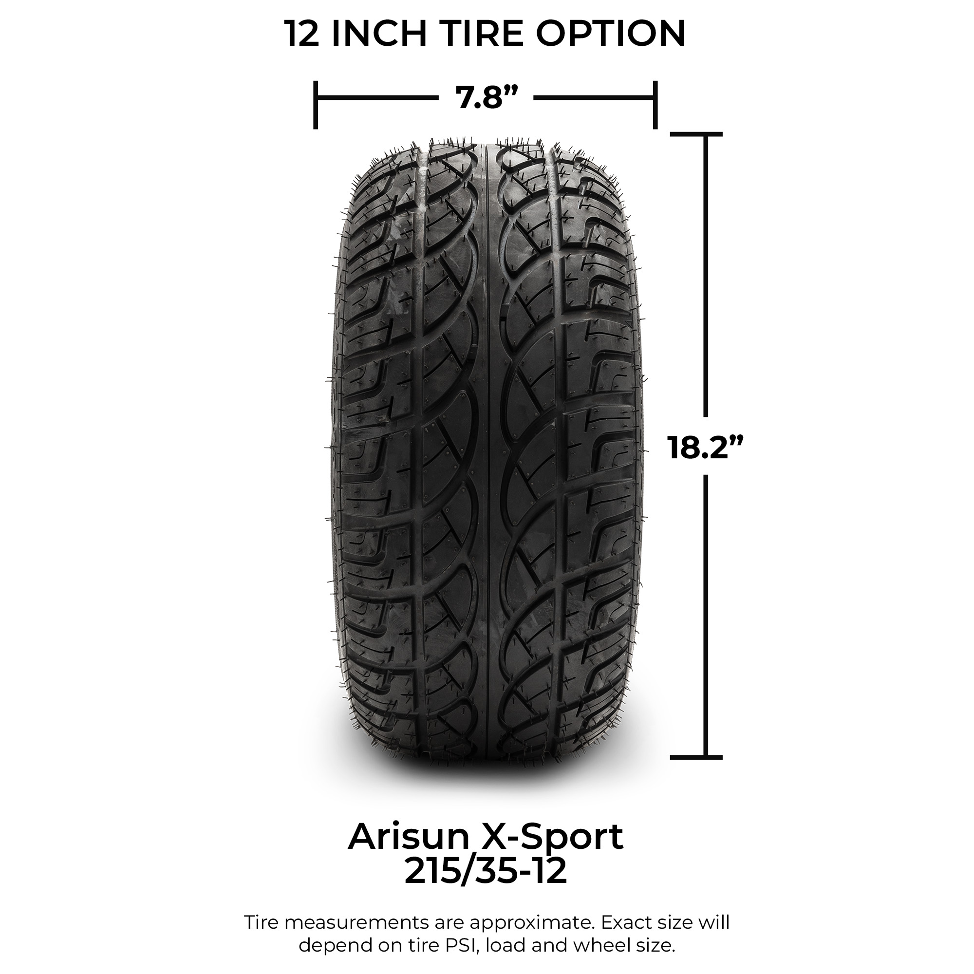 Arisun 215/35-12 X-Sport DOT Low Profile Golf Cart Tire (4-Ply)