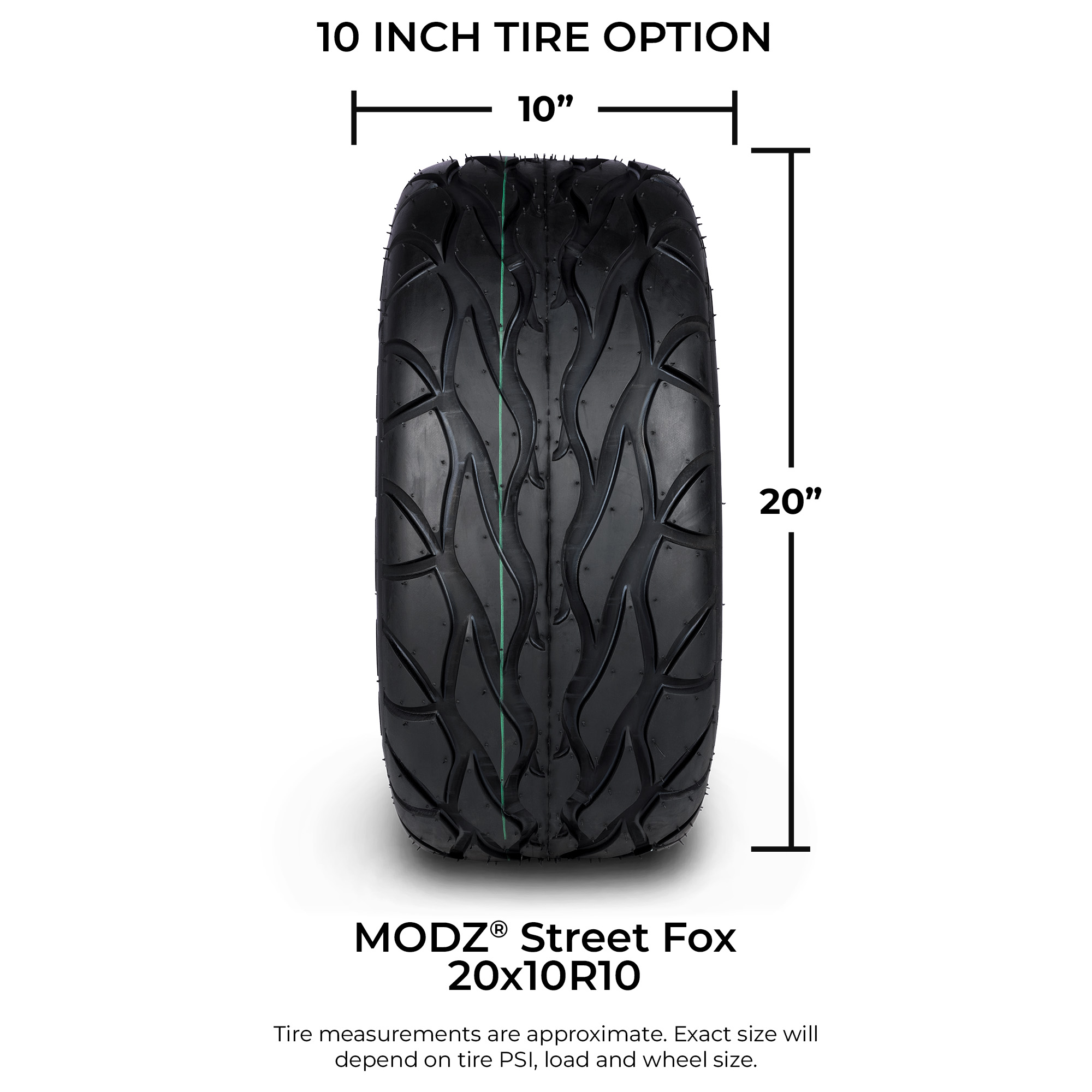 MODZ® 10" Flat Black Steel Wheel  - All-Terrain Tires and Golf Cart Wheel Combo