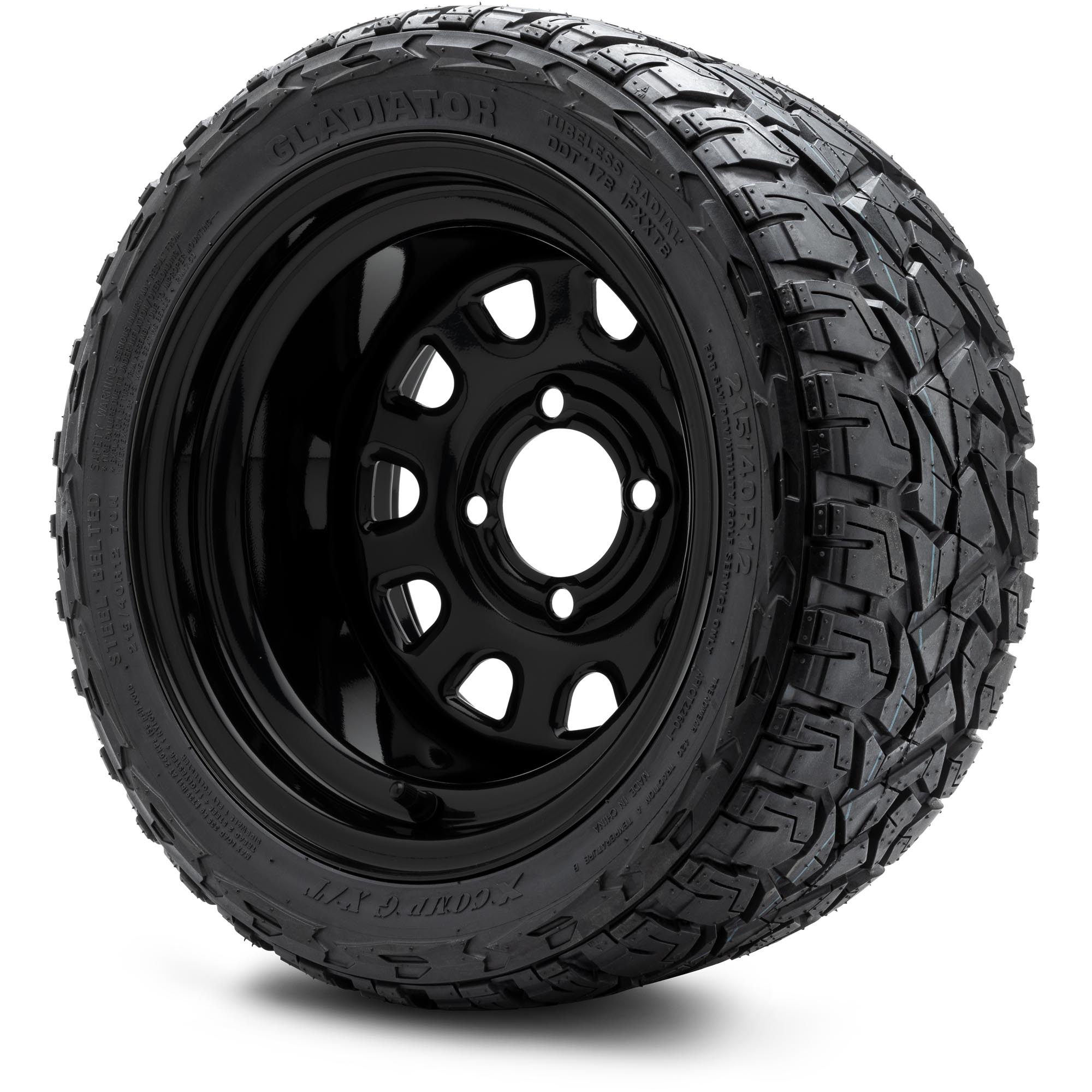 MODZ® 12" D-Window Steel Wheel - Low Profile Golf Cart Wheel and Tire Combo