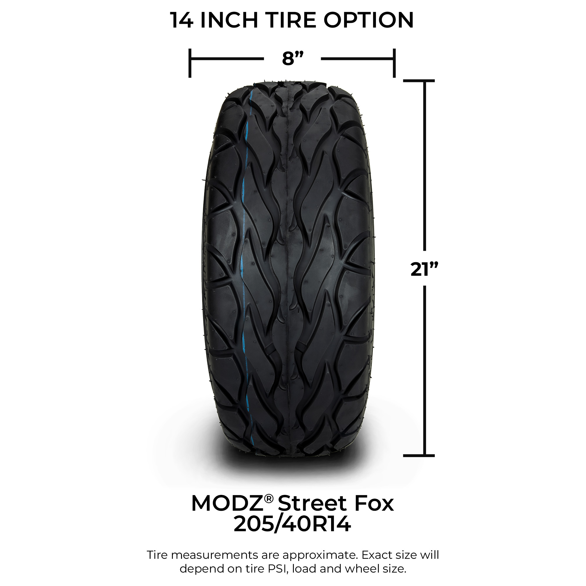 MODZ® 14" Mayhem Matte Black Ball Mill - Low Profile Golf Cart Tire and Wheel Combo