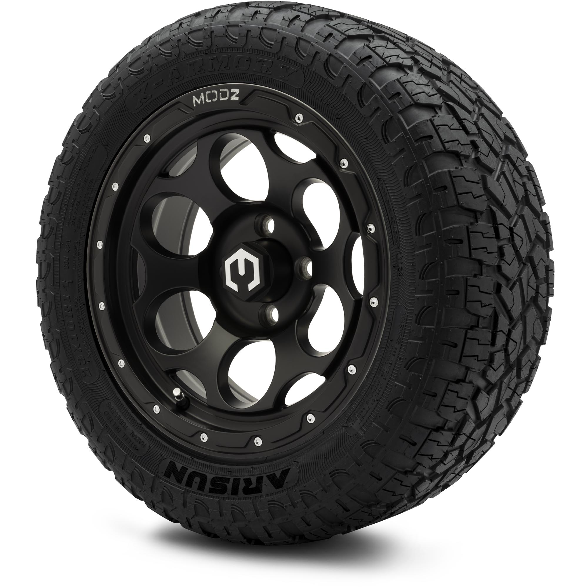 MODZ® 14" Militia Matte Black - All-Terrain Tires and Golf Cart Wheels Combo