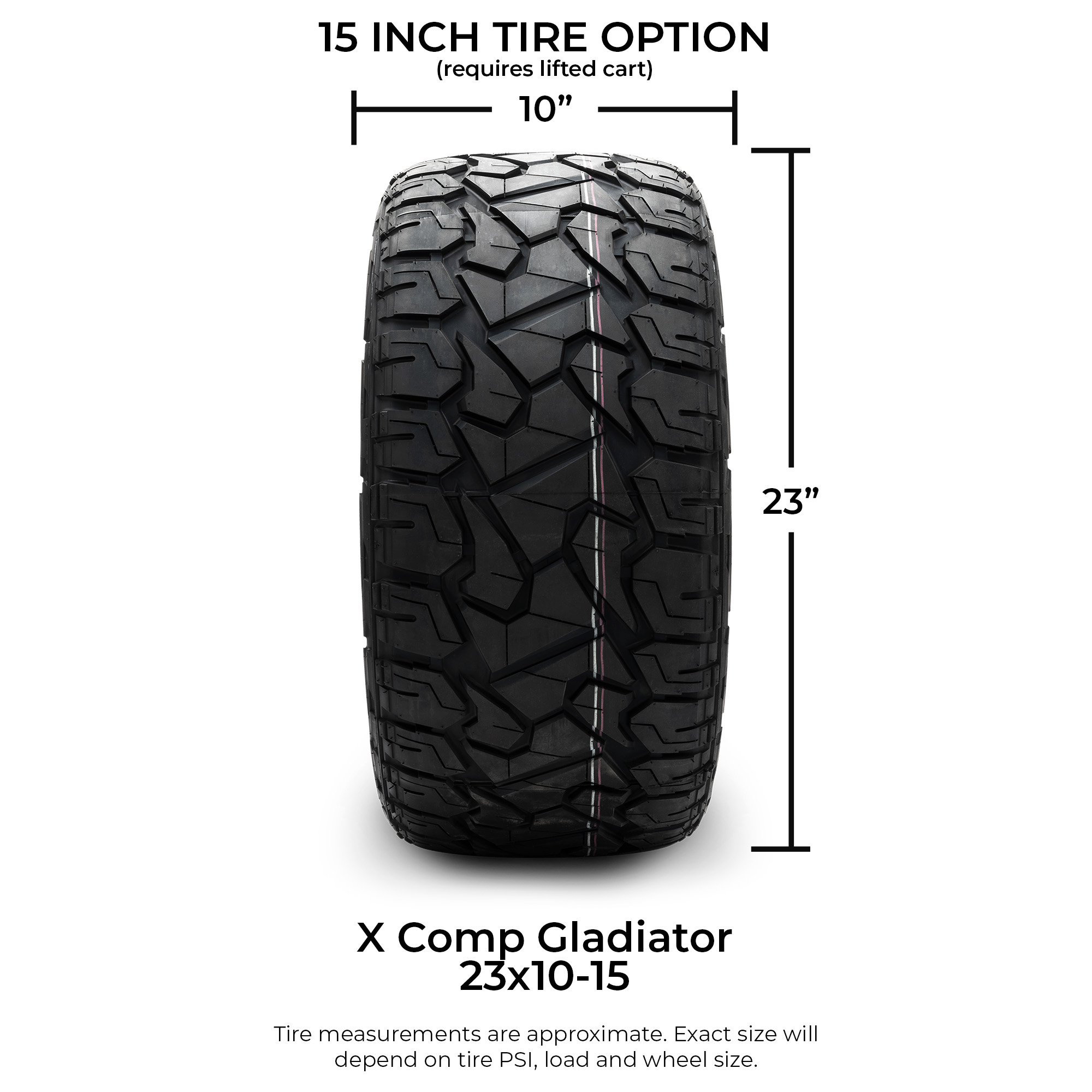 MODZ® 15" Chaos Machined Black 15x7 - All-Terrain Tires and Golf Cart Wheels Combo