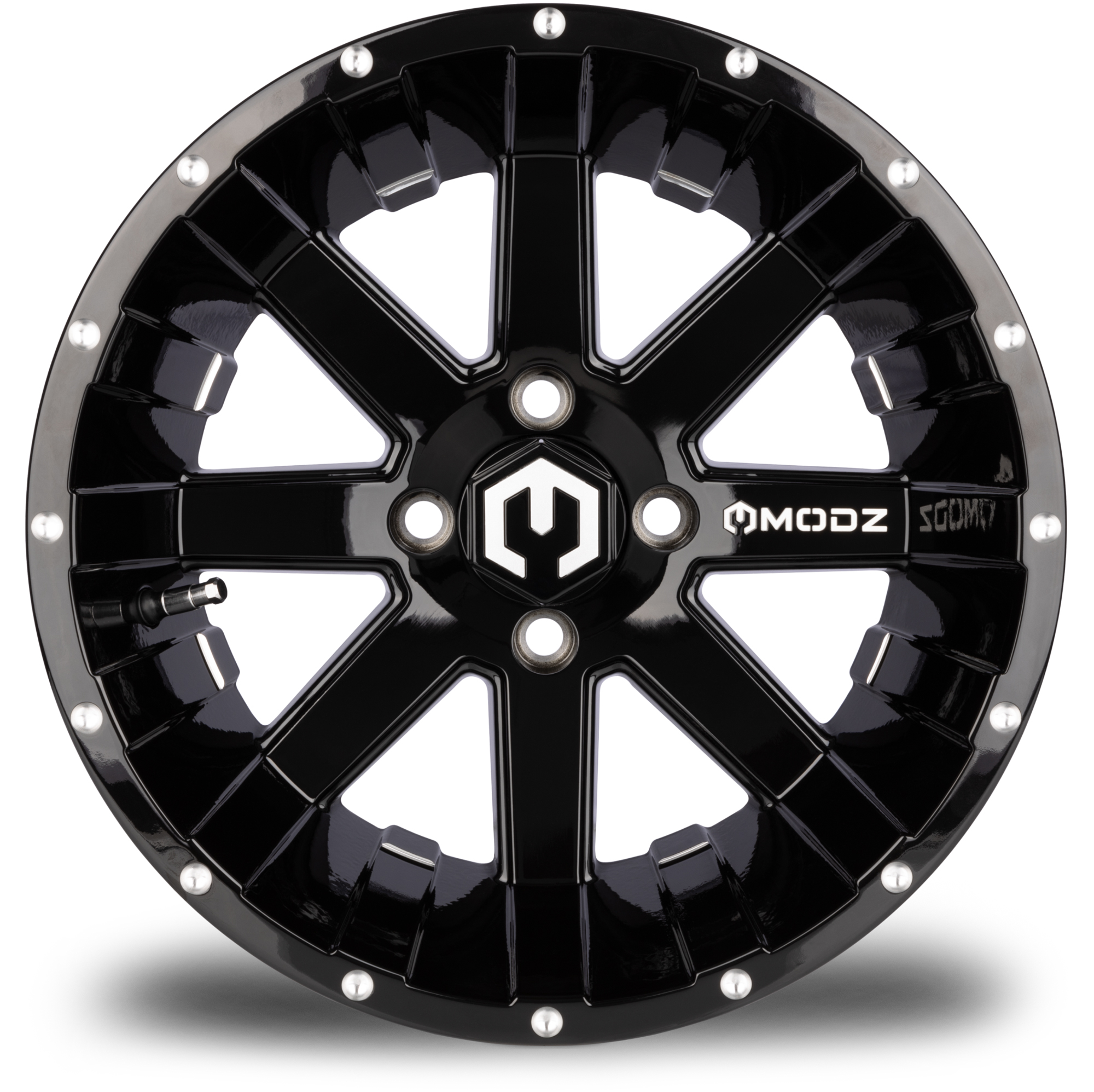 MODZ® 14" Assault Glossy Black with Ball Mill Golf Cart Wheel