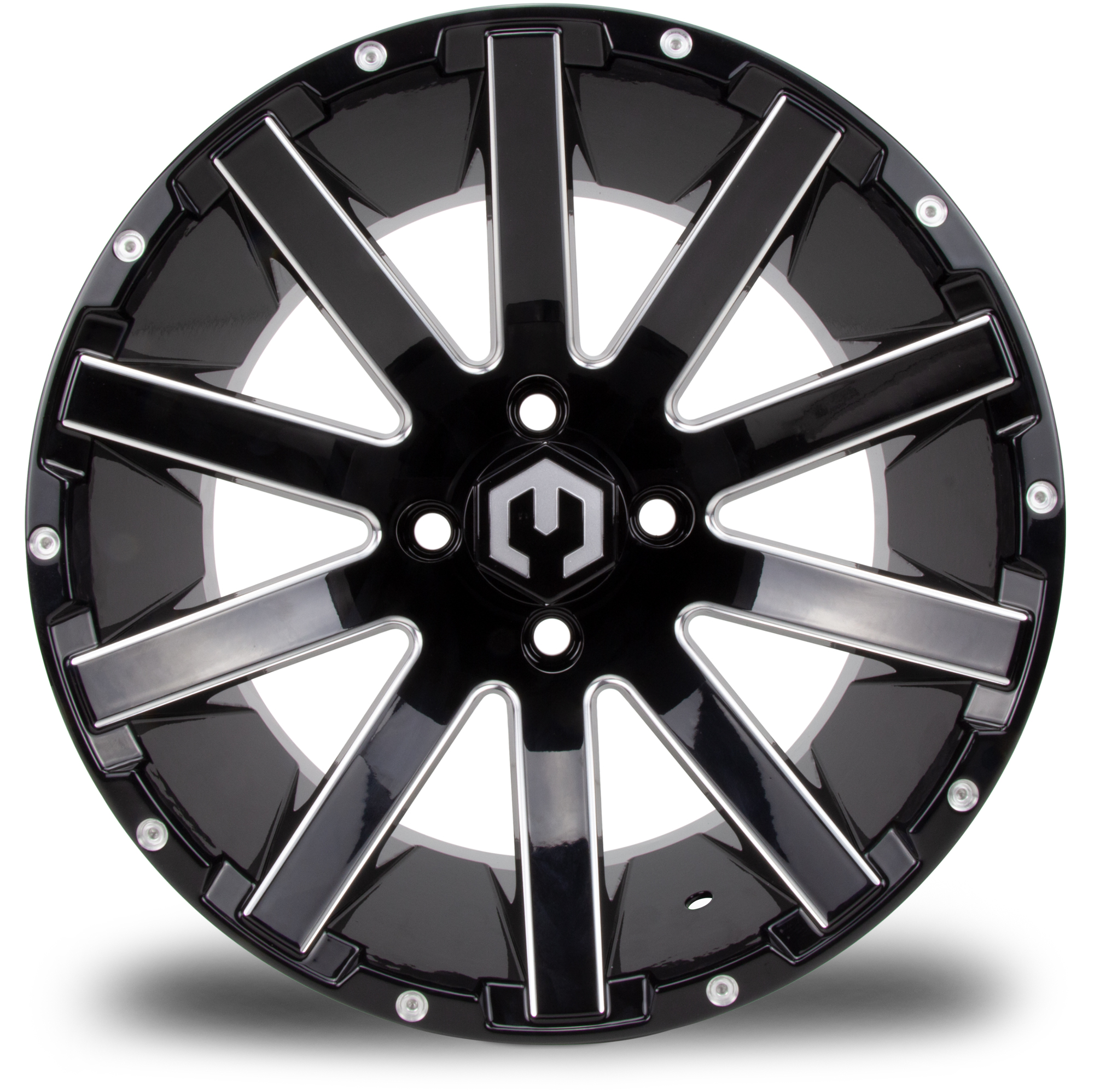 MODZ® 14" Mauler Glossy Black Ball Mill Golf Cart Wheel