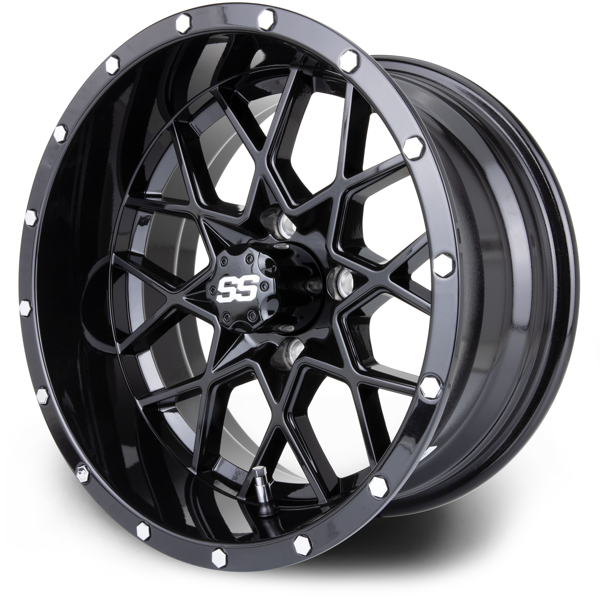 MODZ® 14" Vortex Glossy Black Golf Cart Wheel