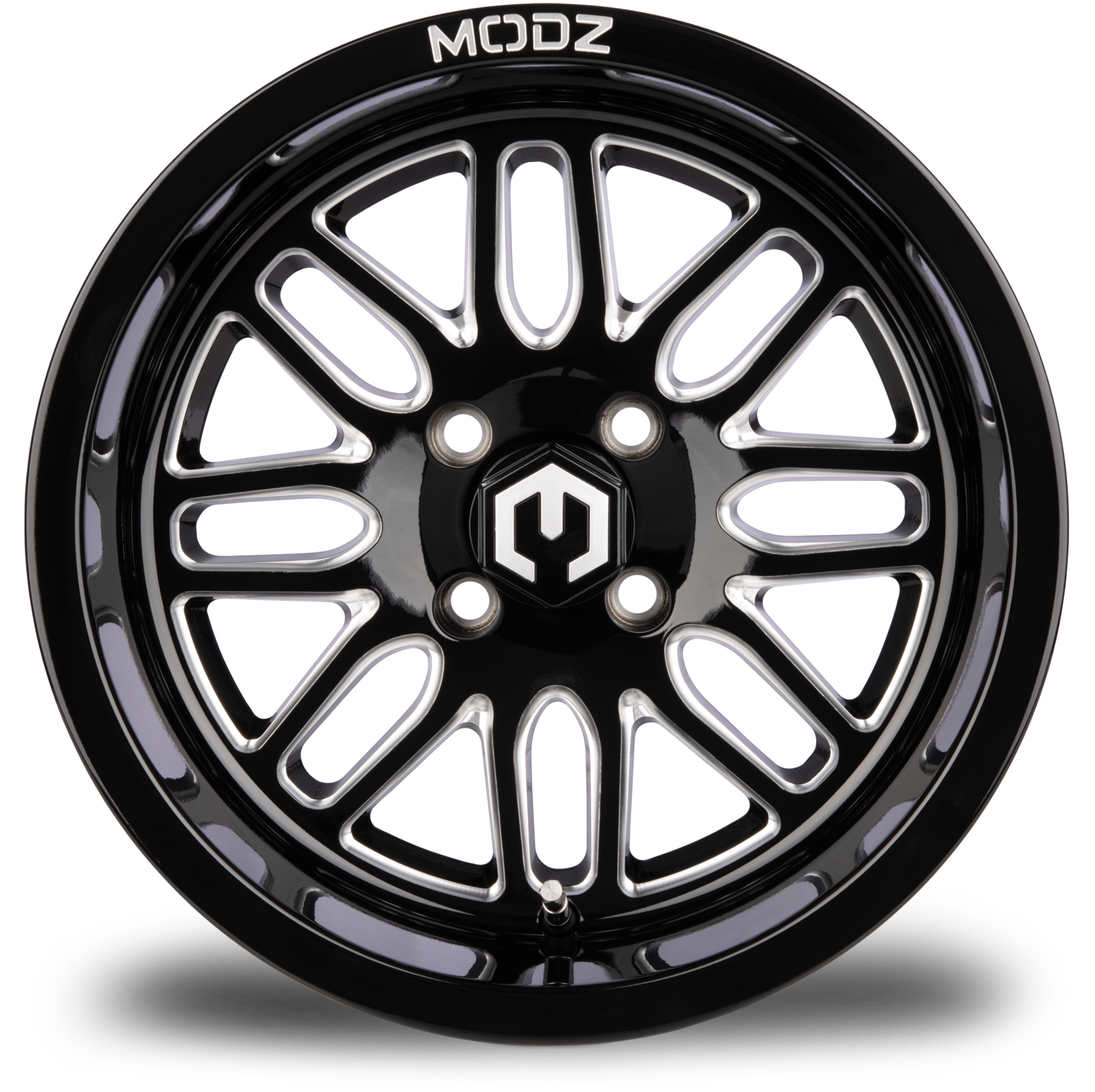 MODZ® 14" Mayhem Glossy Black Ball Mill Golf Cart Wheel