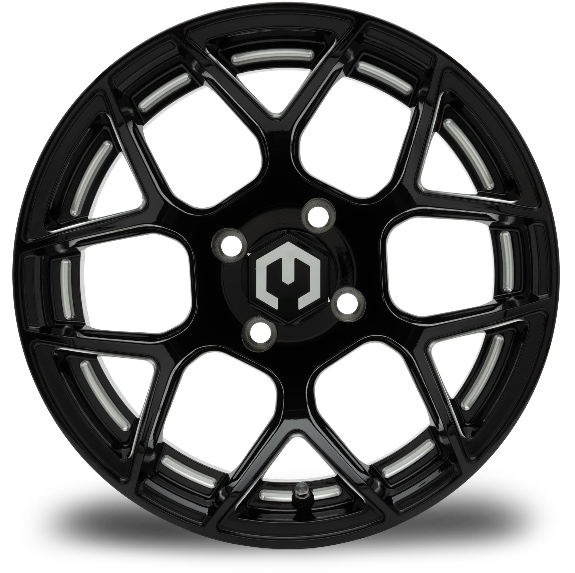 MODZ® 14" Renegade 14x7 Glossy Black with Ball Mill Golf Cart Wheel