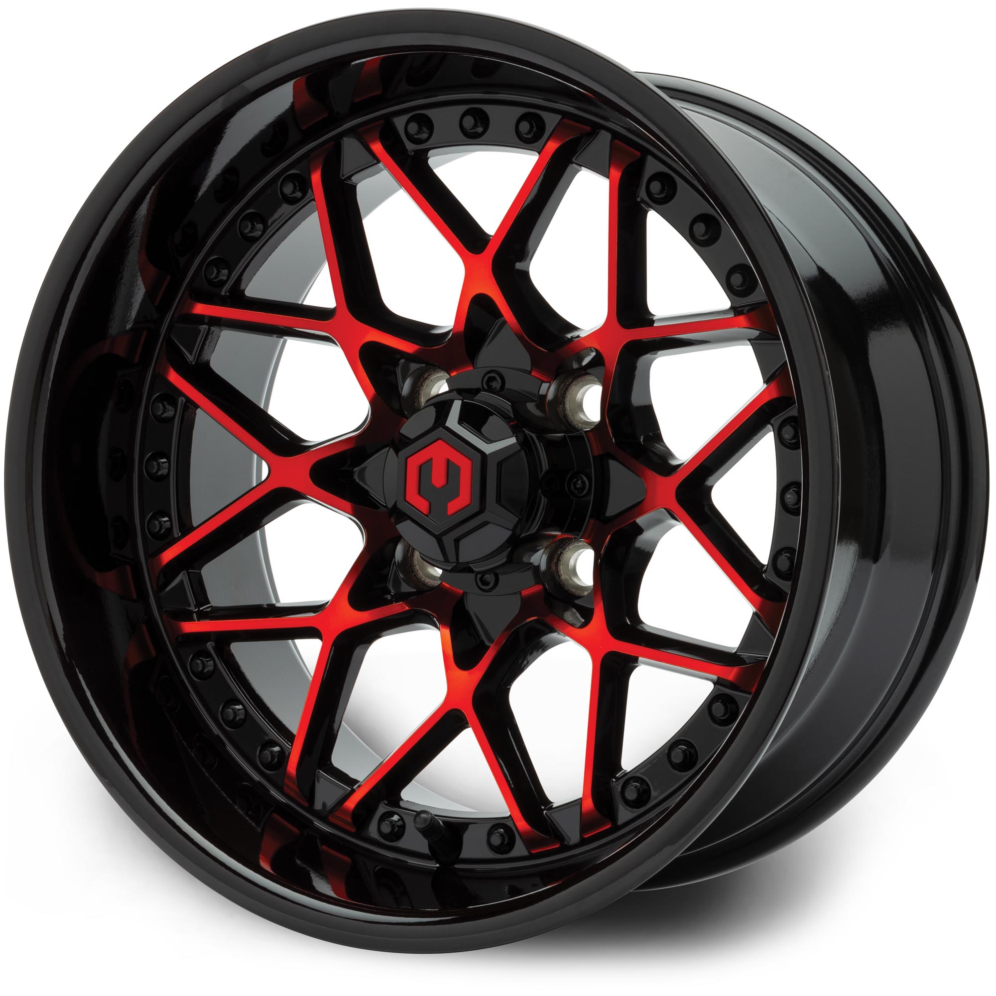 MODZ® 14" Formula Red and Black Golf Cart Wheel