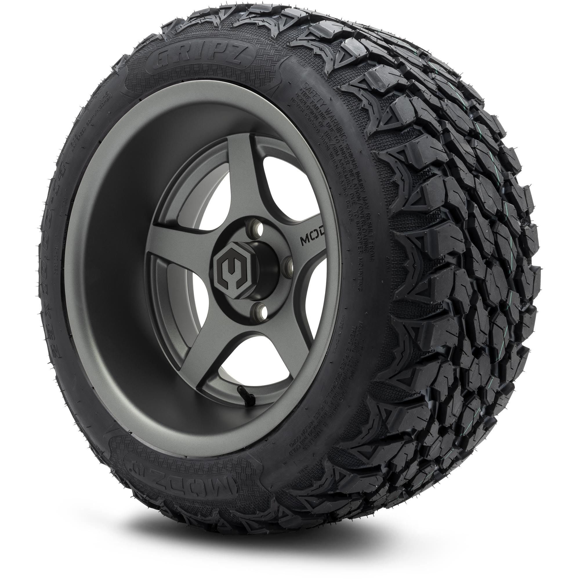 MODZ® Maverick 14x10 Matte Gunmetal Golf Cart Wheels and Tire Combo
