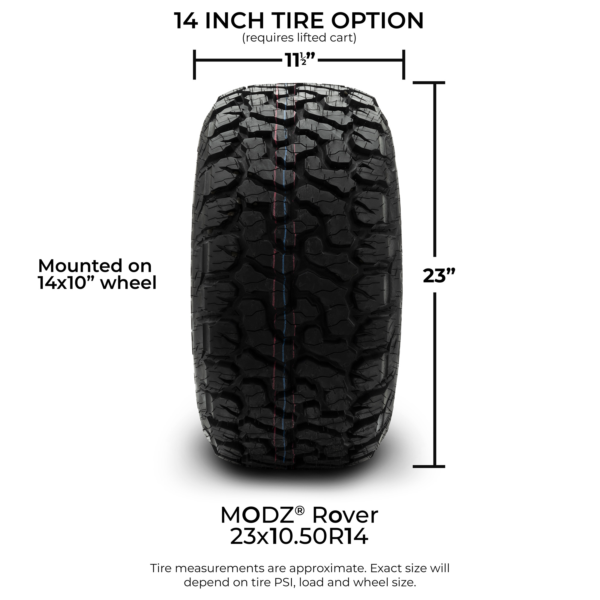 MODZ® Maverick 14x10 Matte Black Golf Cart Wheels and Tire Combo