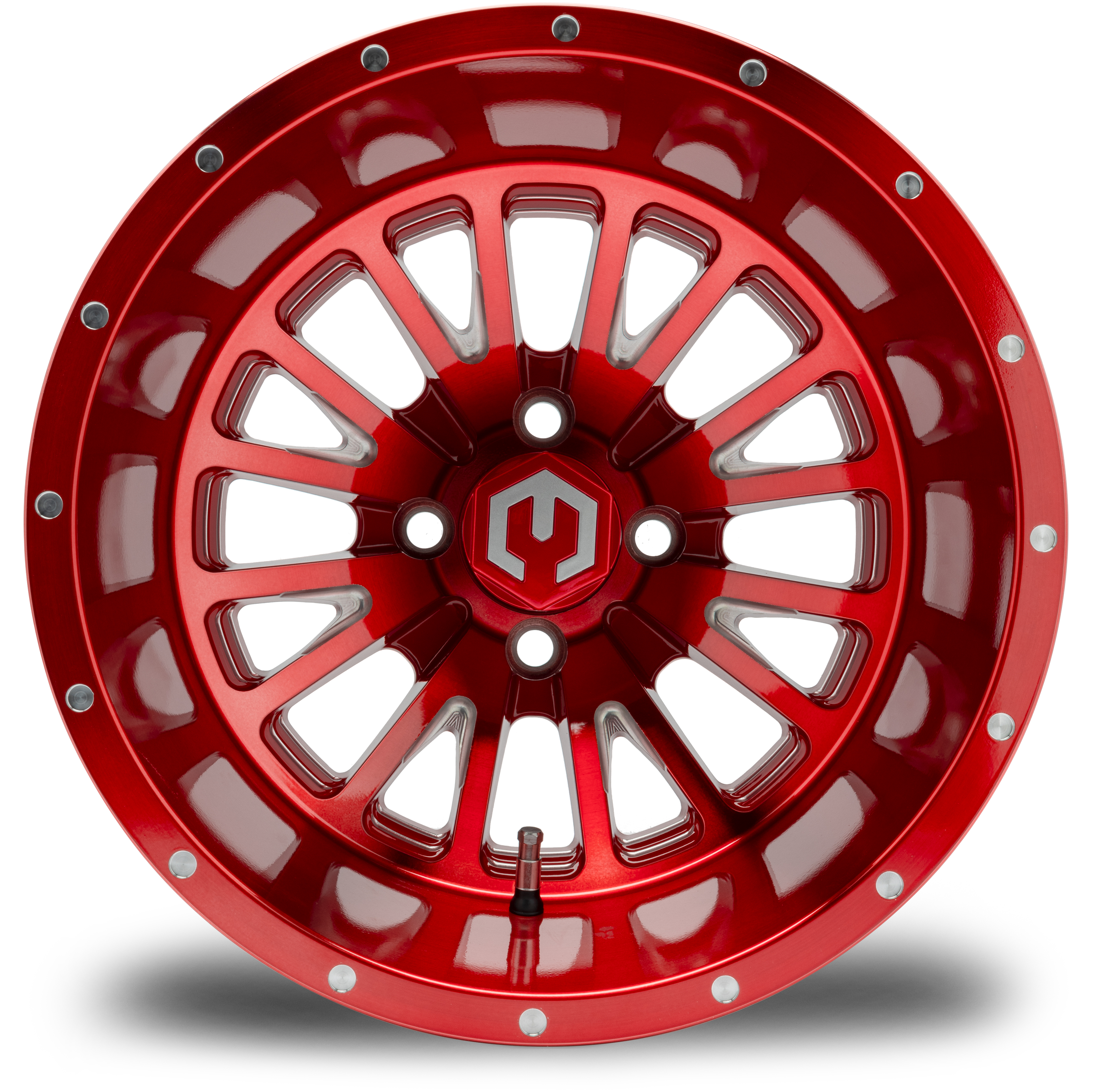 MODZ® 14" Assassin 14x10 Brushed Red w/ Ball Mill Golf Cart Wheel