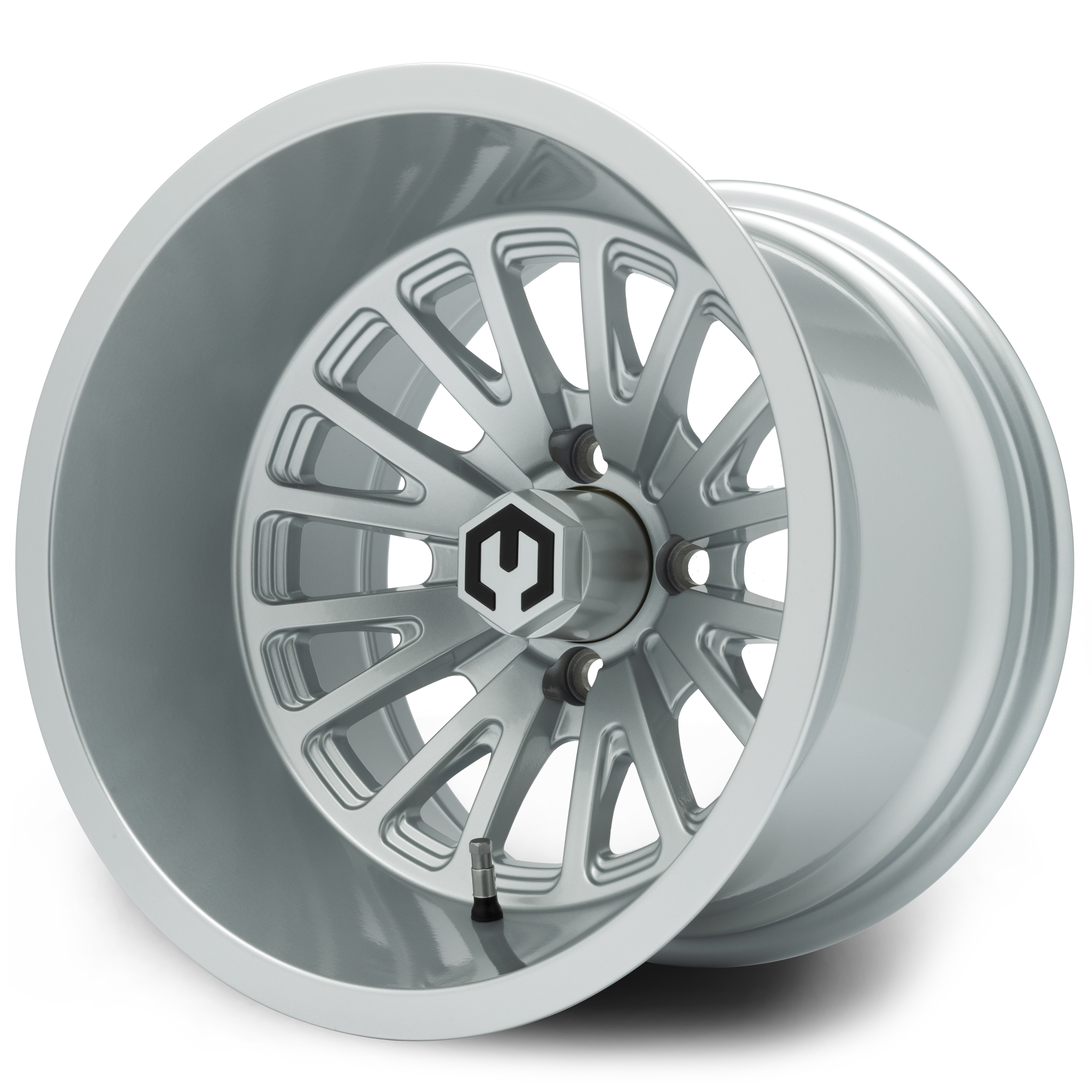MODZ® 14" Assassin 14x10 Glossy Silver Golf Cart Wheel