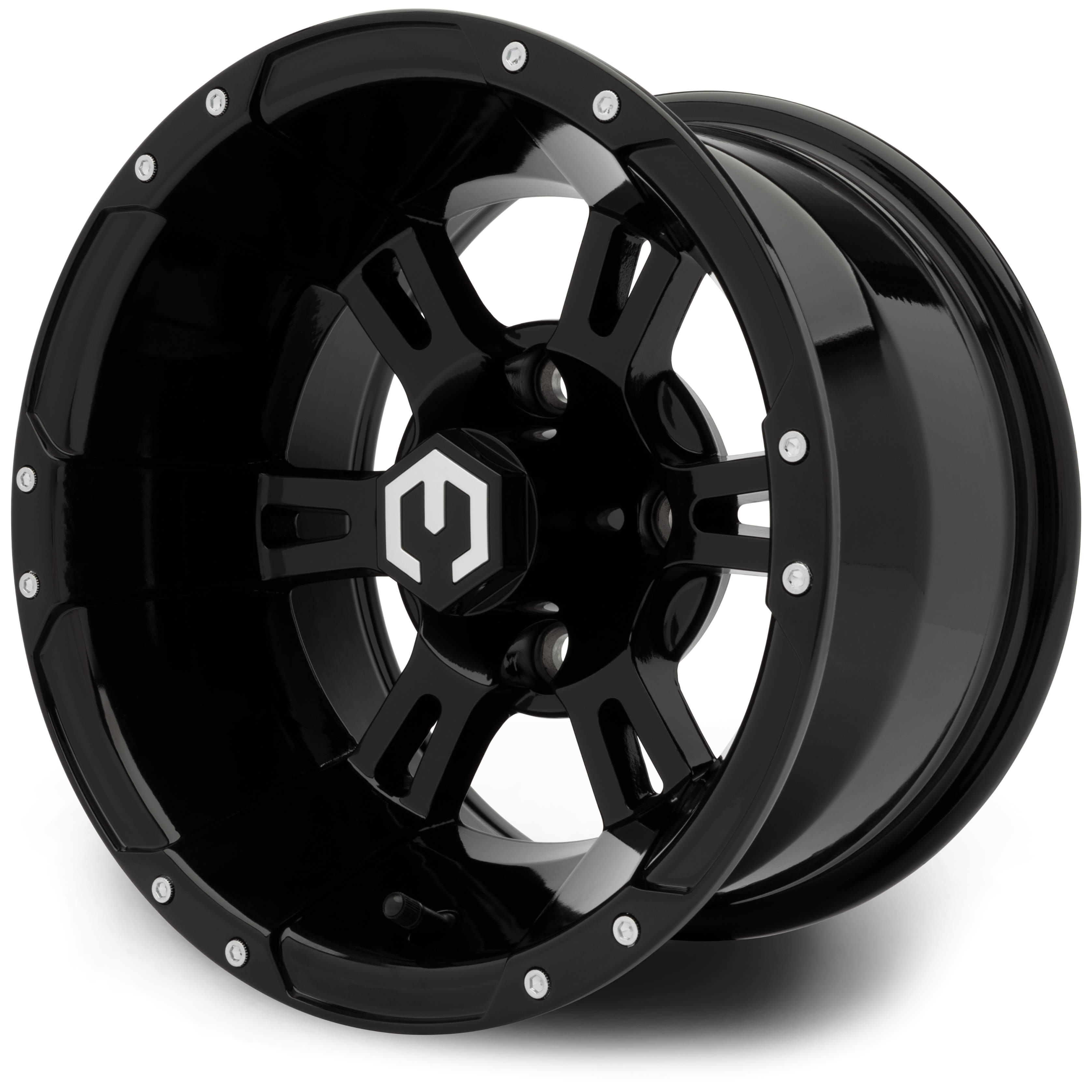 MODZ® Ambush  Glossy Black 12x7 Golf Cart Wheel