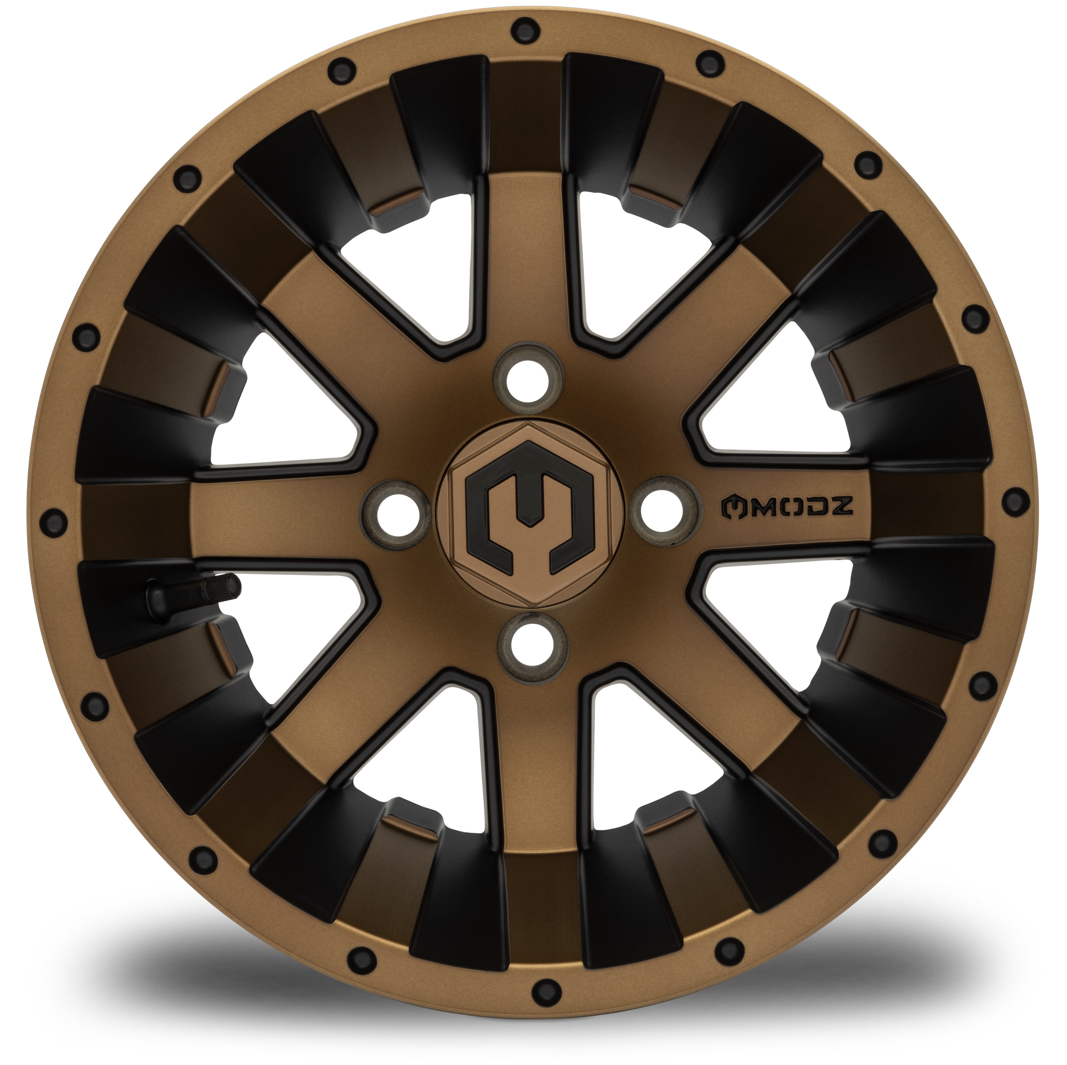 MODZ® Assault    Bronze w/Matte Black Anodized Spokes 12x7 Golf Cart Wheel