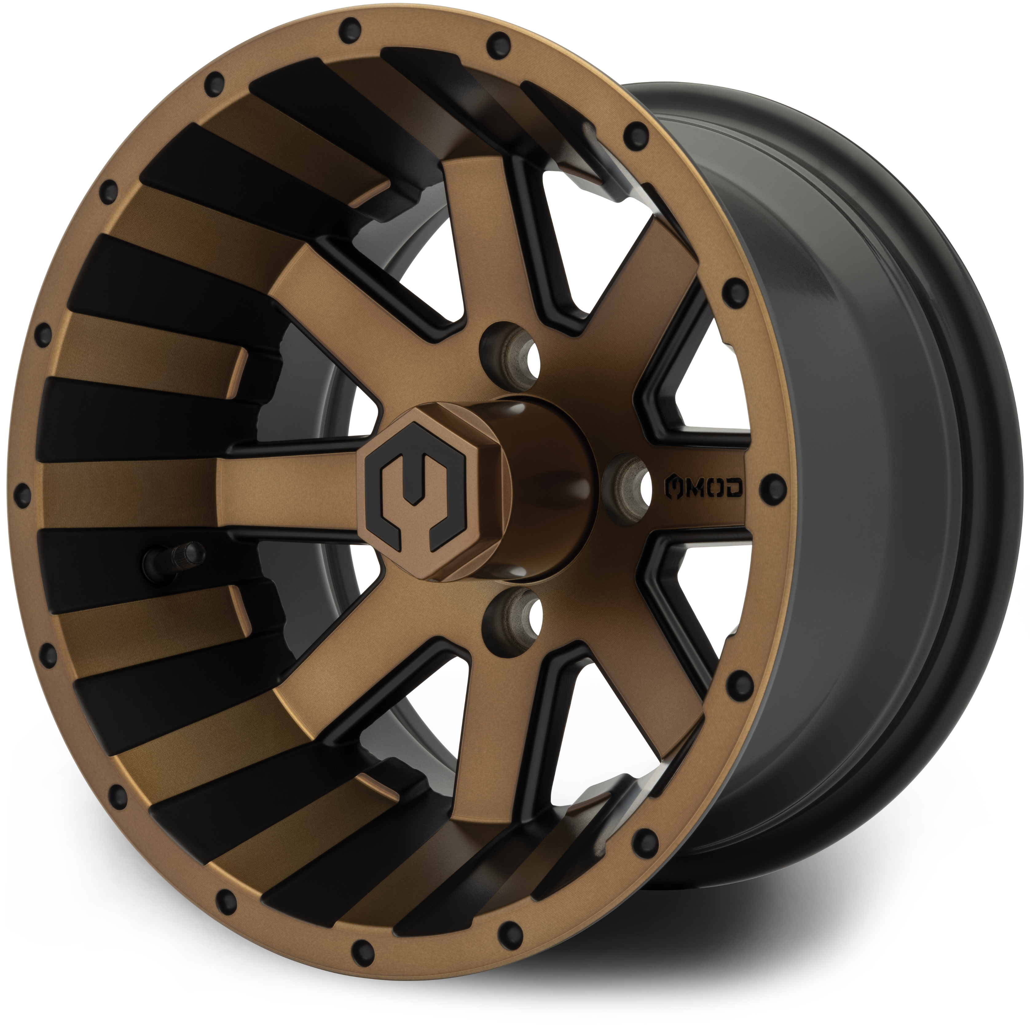 MODZ® Assault    Bronze w/Matte Black Anodized Spokes 12x7 Golf Cart Wheel