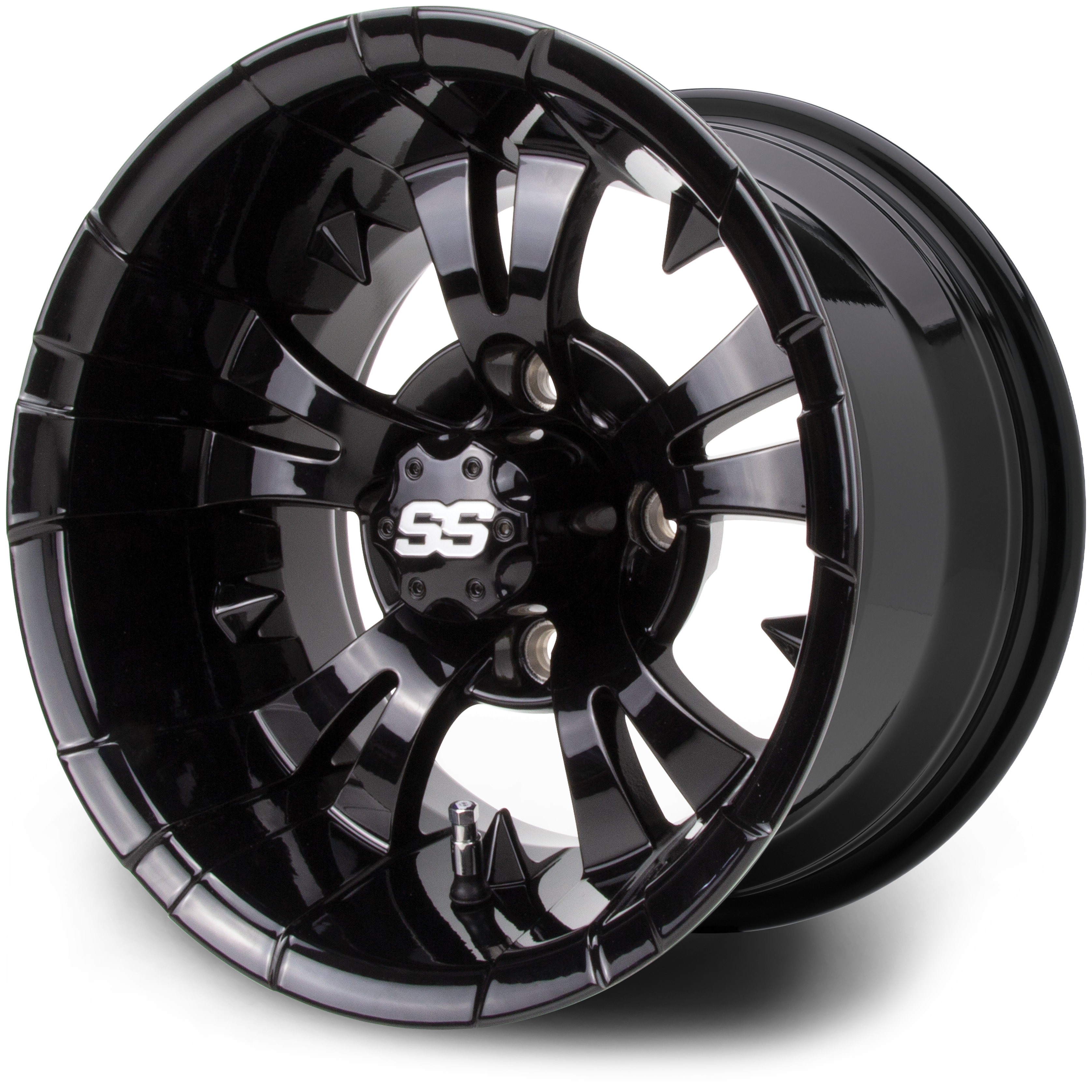 MODZ® Vampire  Glossy Black 12x7 Golf Cart Wheel
