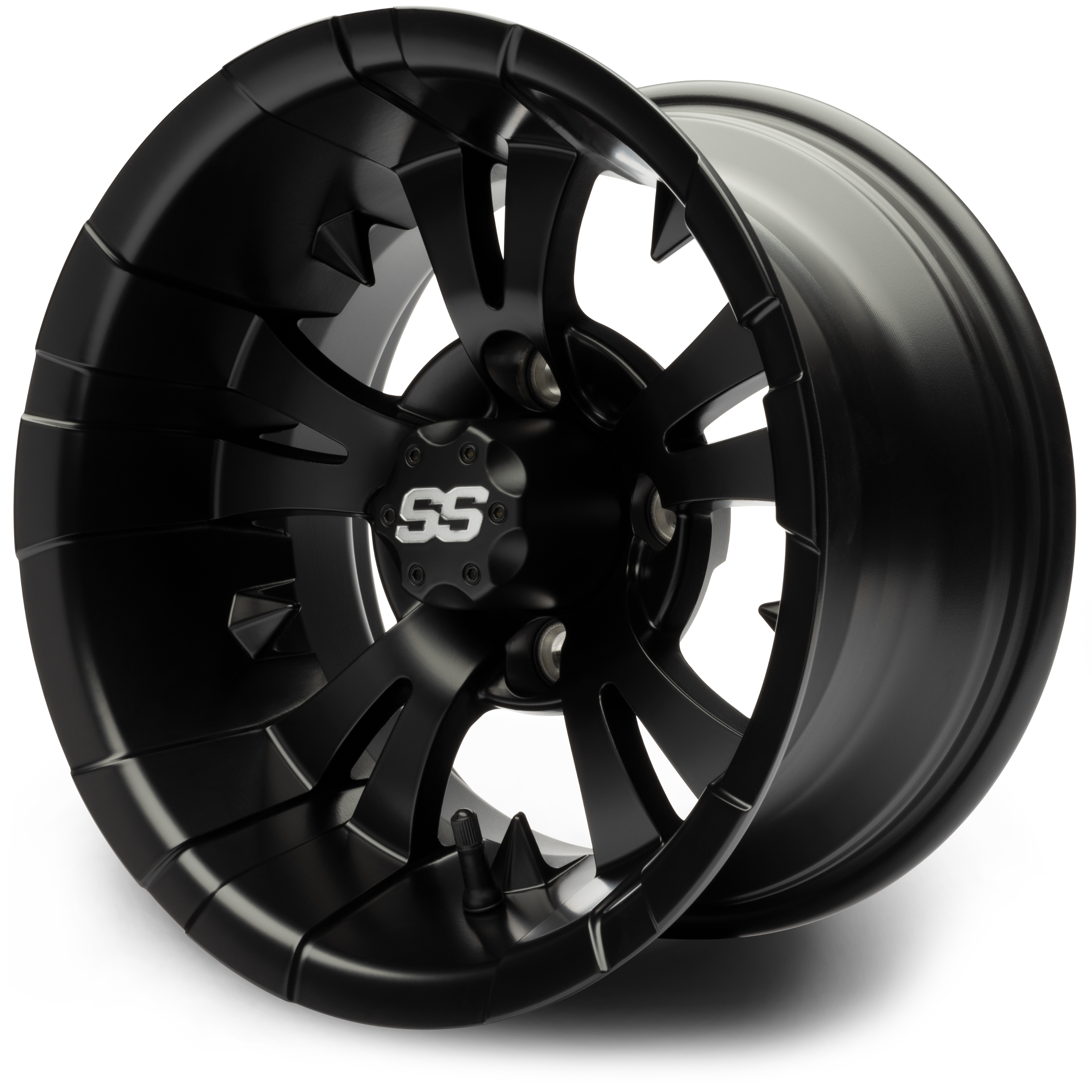 MODZ® Vampire  Matte Black 12x7 Golf Cart Wheel