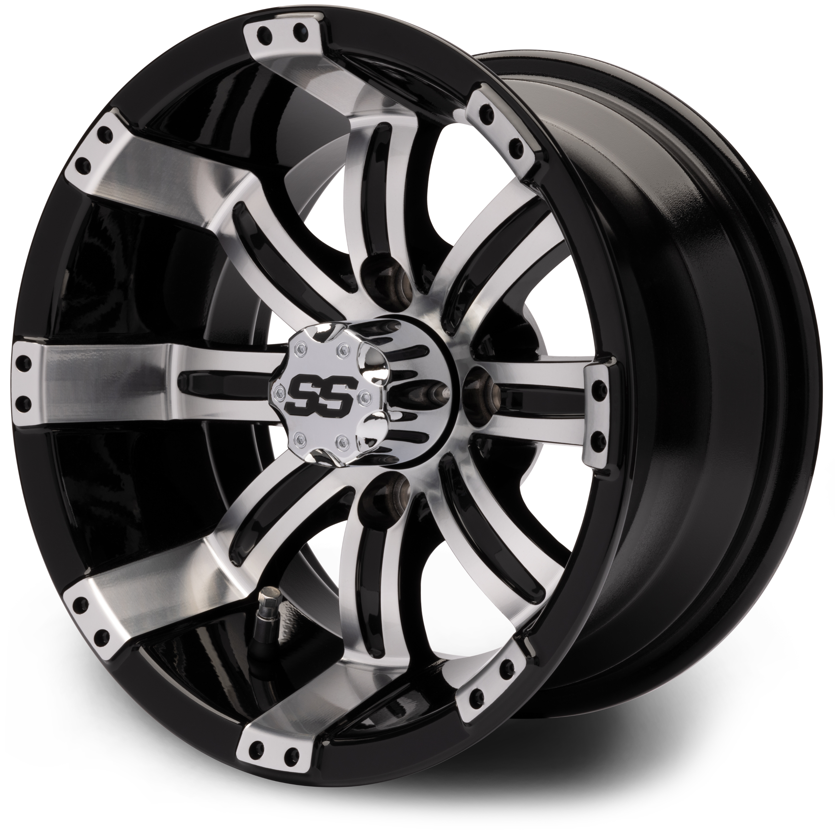 MODZ® Tempest  Black w/Machined Face 12x7 Golf Cart Wheel