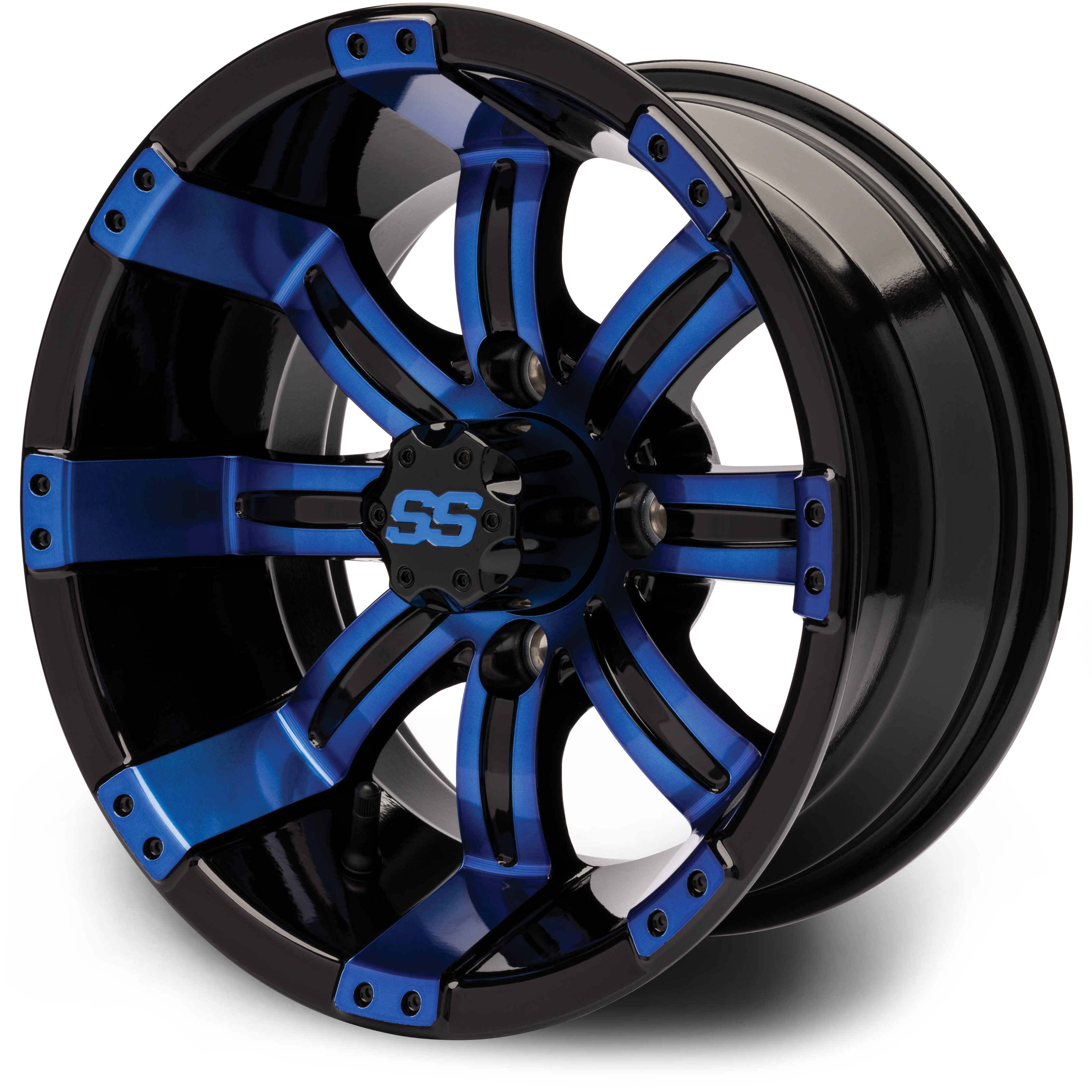 MODZ® Tempest Blue and Black 12x7 Golf Cart Wheel