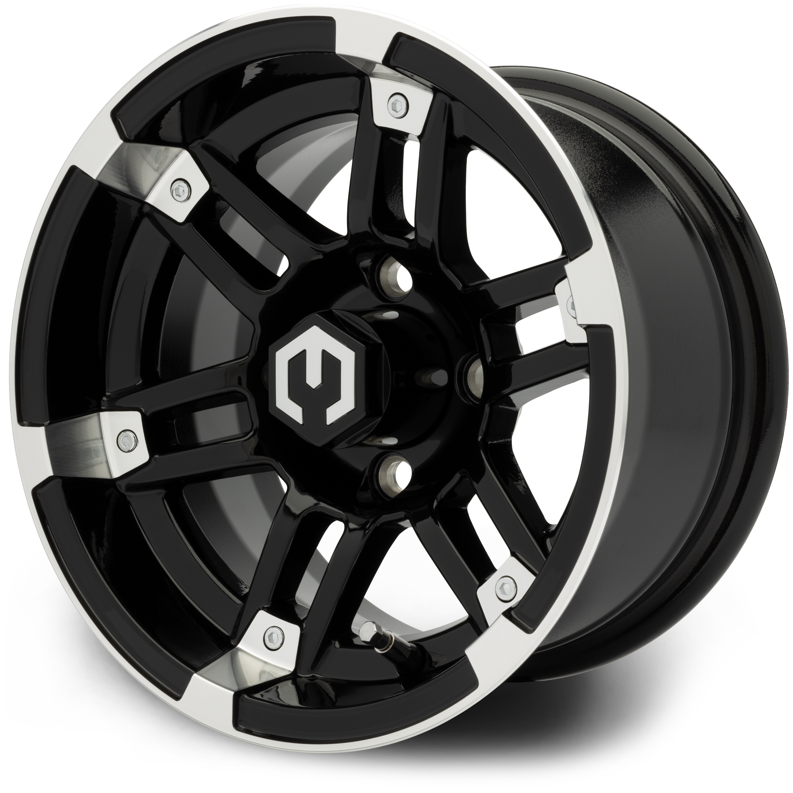 MODZ® Aftershock  Black w/Machined Face 12x7 Golf Cart Wheel